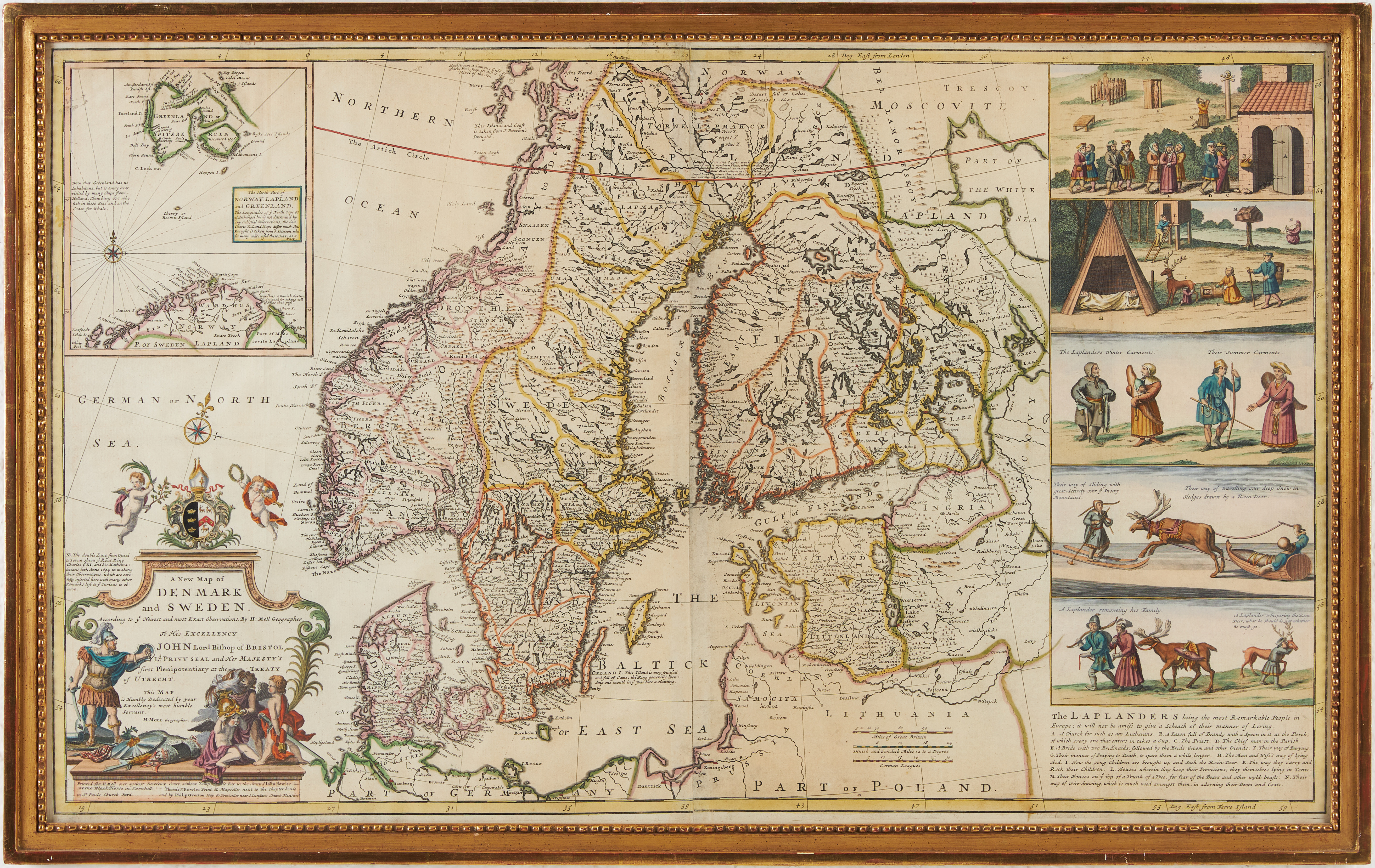 MOLL´S CLASSIC AND IMPRESSIVE MAP OF SCANDINAVIA.