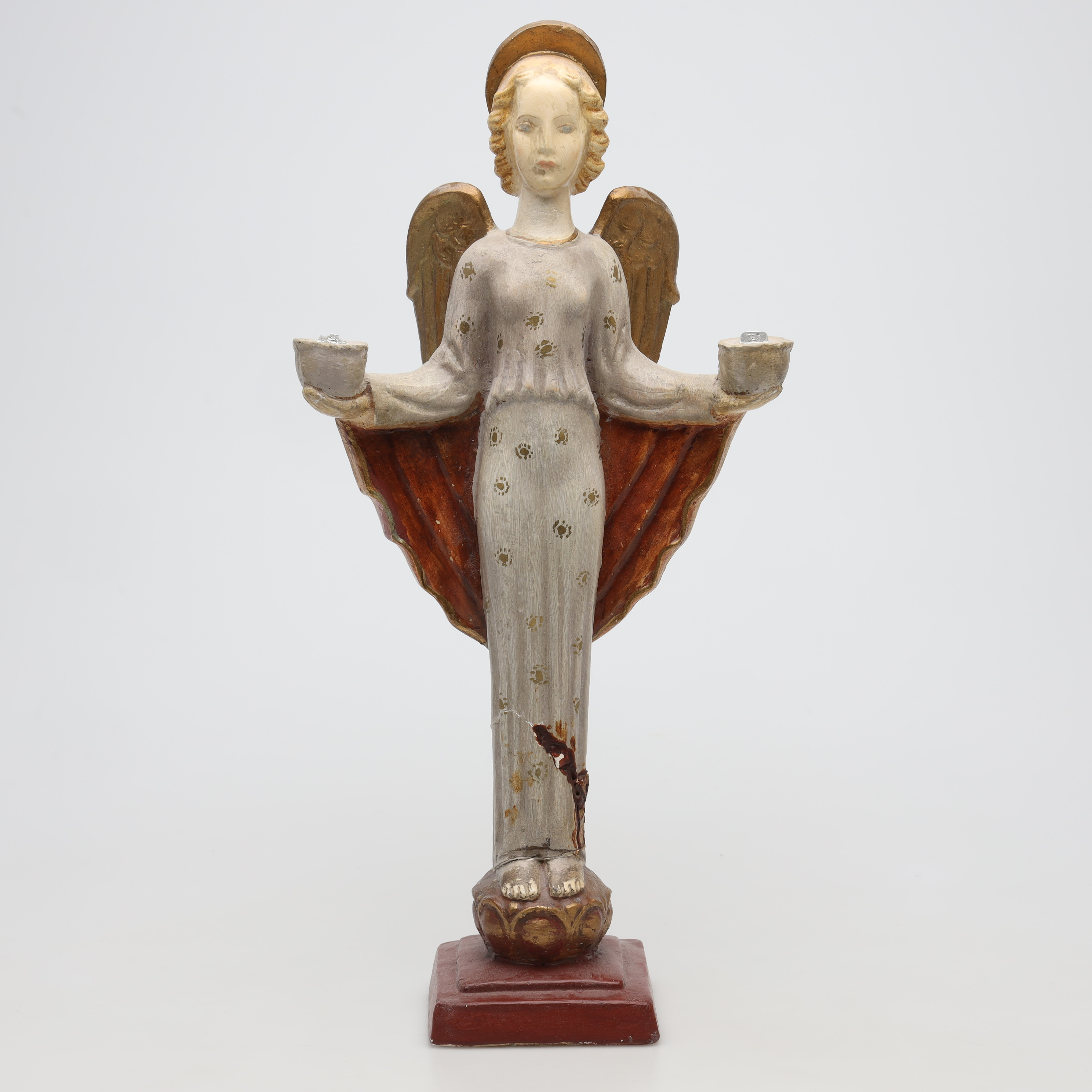 ERLING VALLDEBY. LJUSÄNGEL, gips, bemålad, signerad Eve, daterad -36.