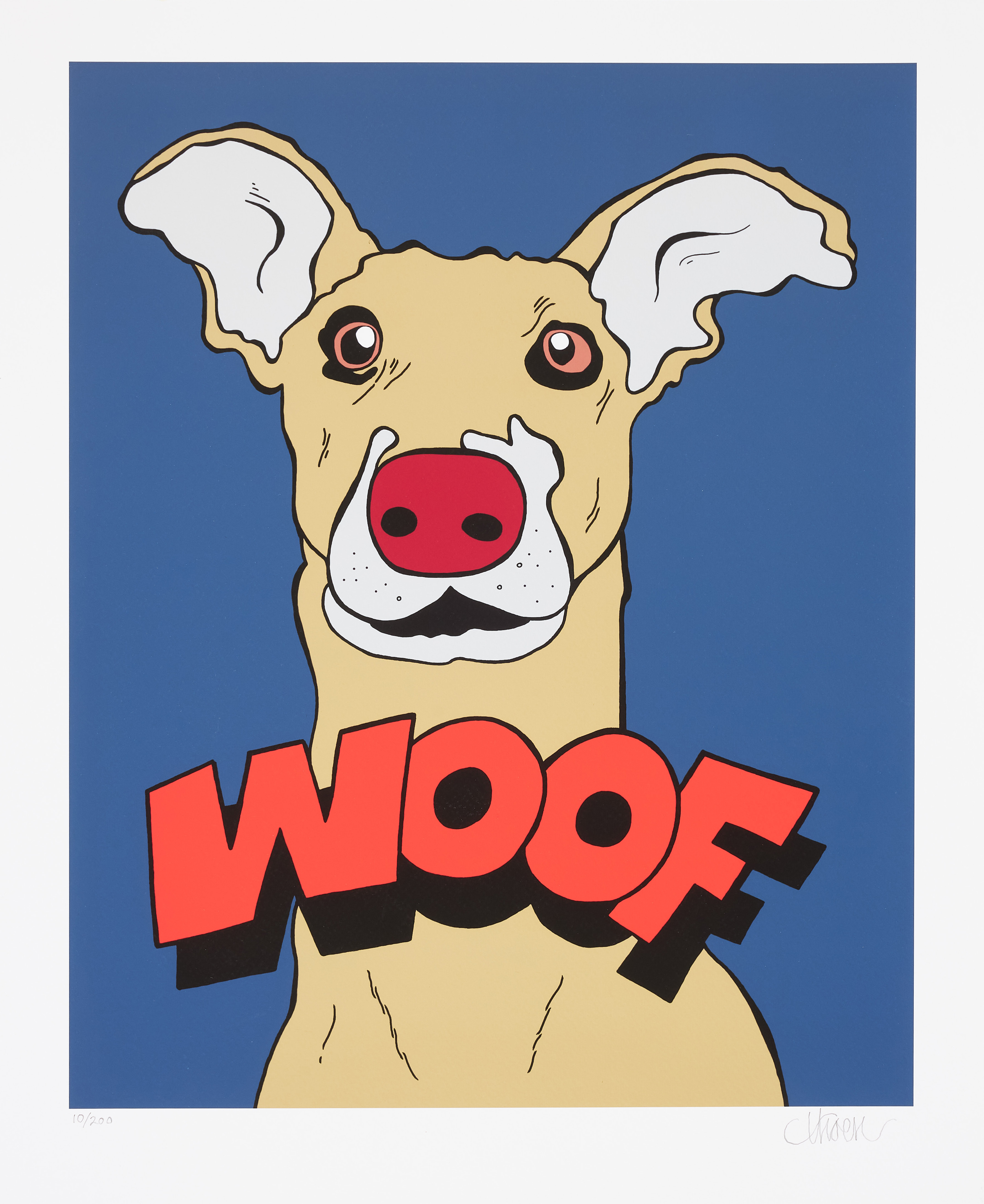 PETTER THOEN. "Woof", signerad och numrerad 10/200, gliceetryck.