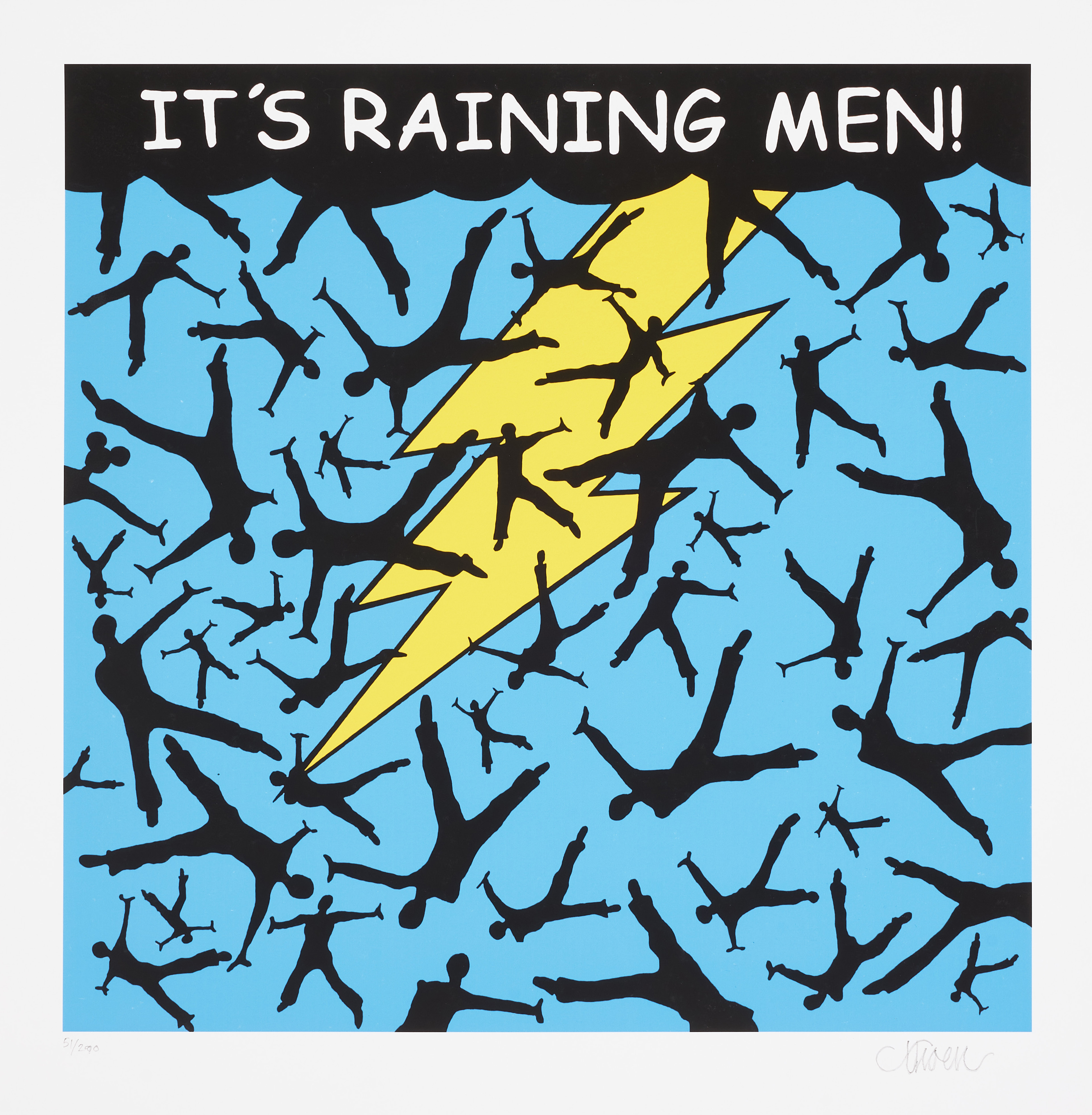 PETTER THOEN. "It's raining Men", signerad och numrerad 51/290, gliceetryck.