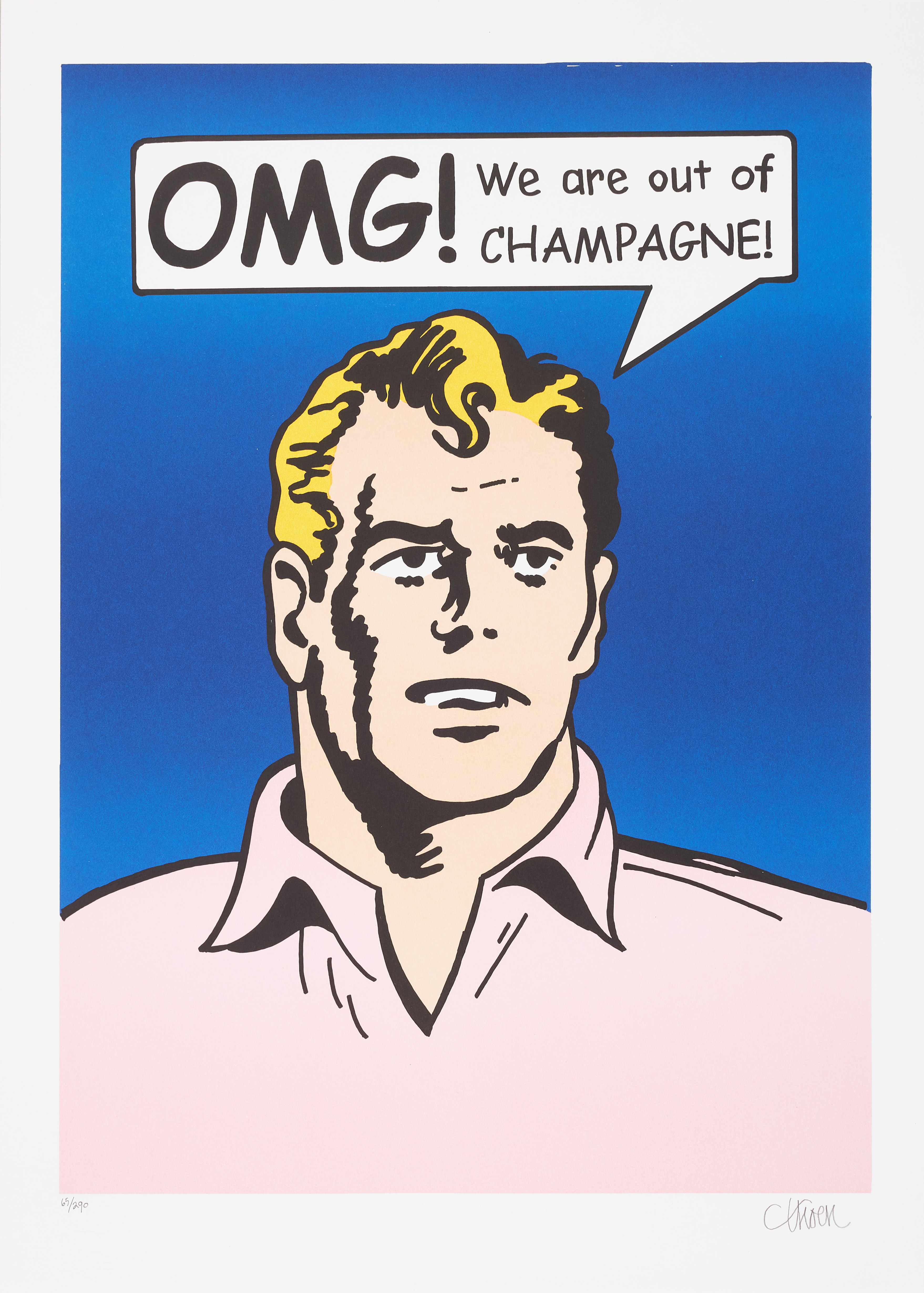 PETTER THOEN. Champagne blå, signerad och numrerad 65/290, litografi.
