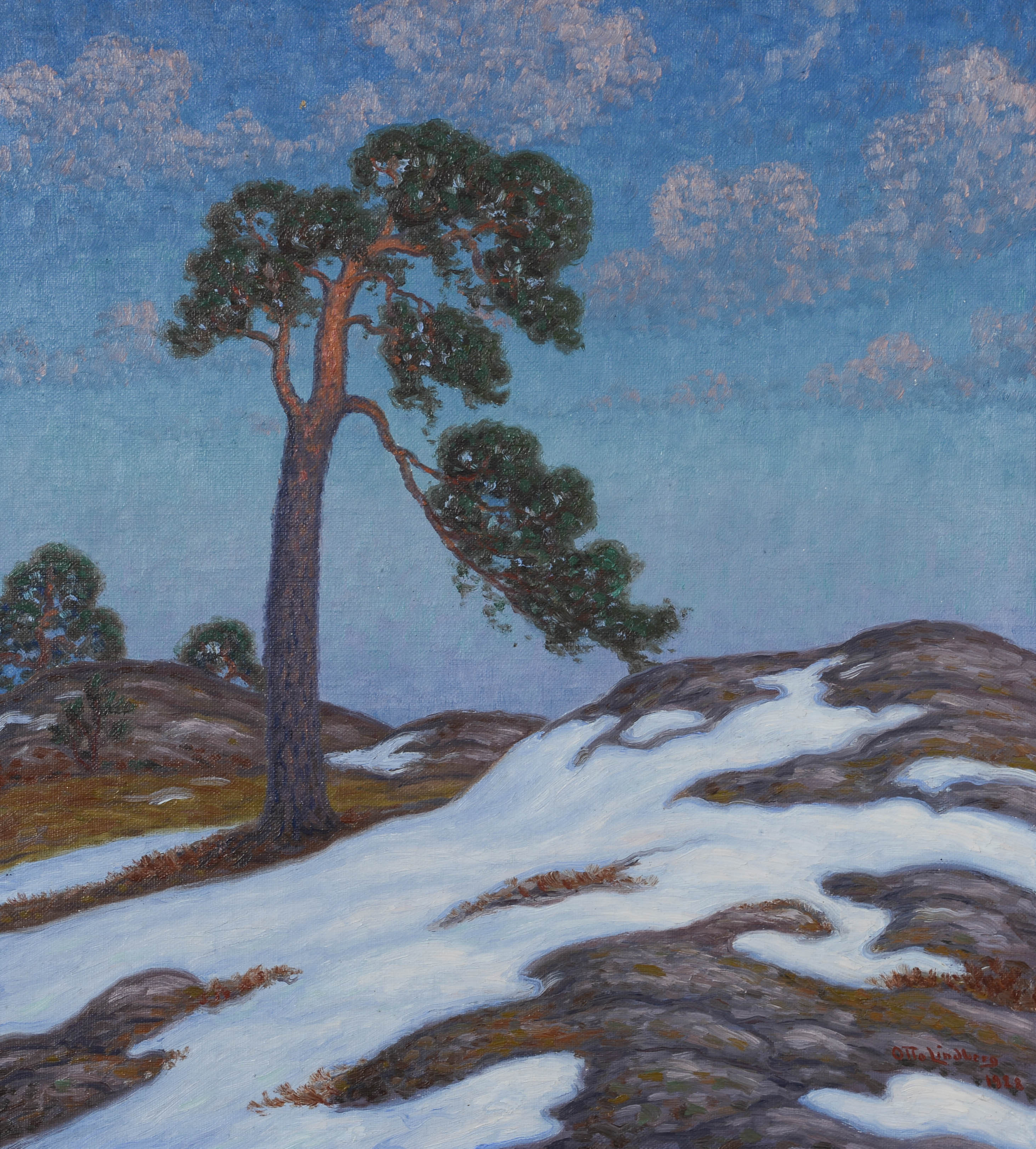 OTTO LINDBERG. Landskapsmåleri, olja på duk, signerad samt daterad 1928.