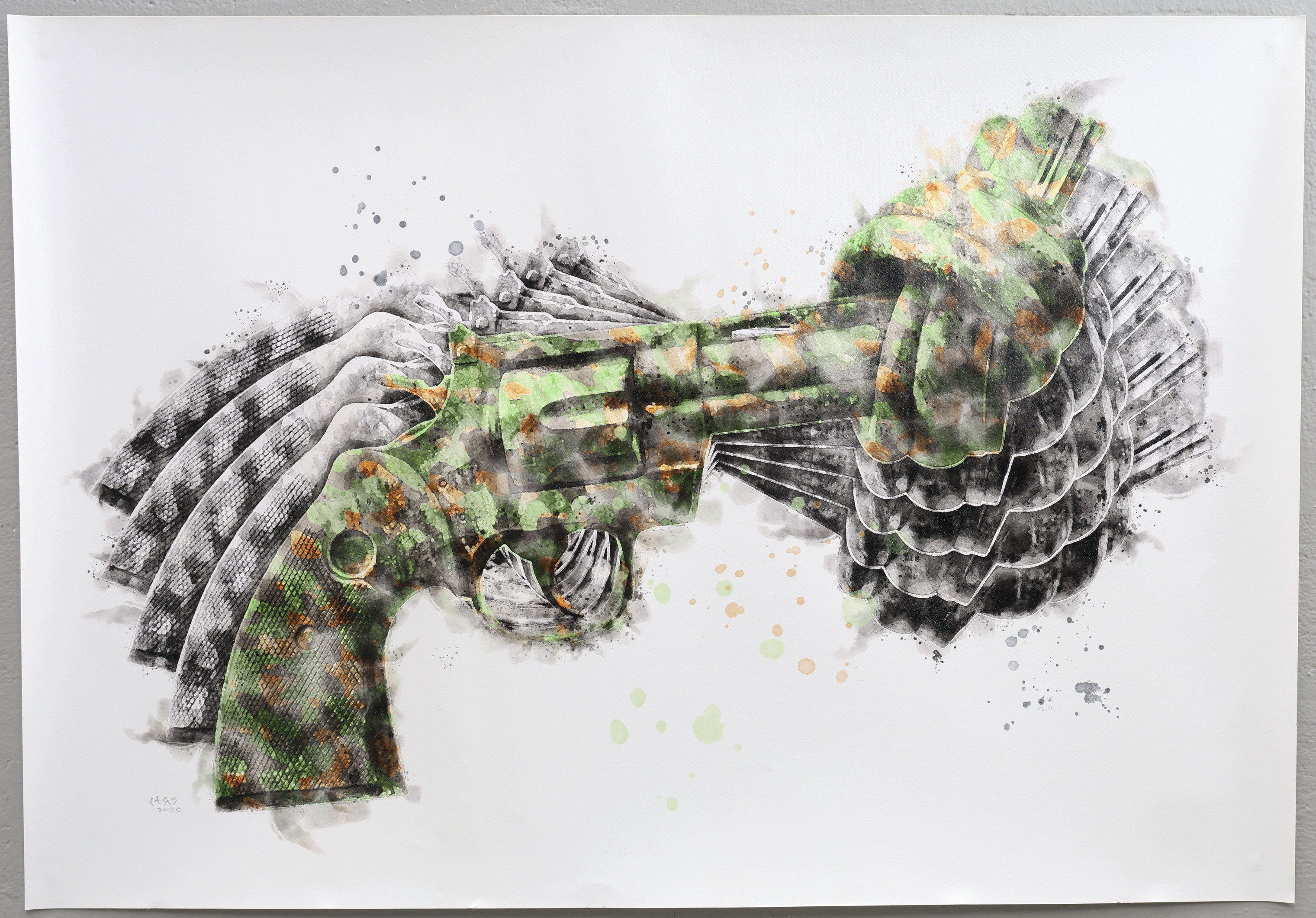 LARS TUNEBO. Mixed media, original, på papper, signerad.