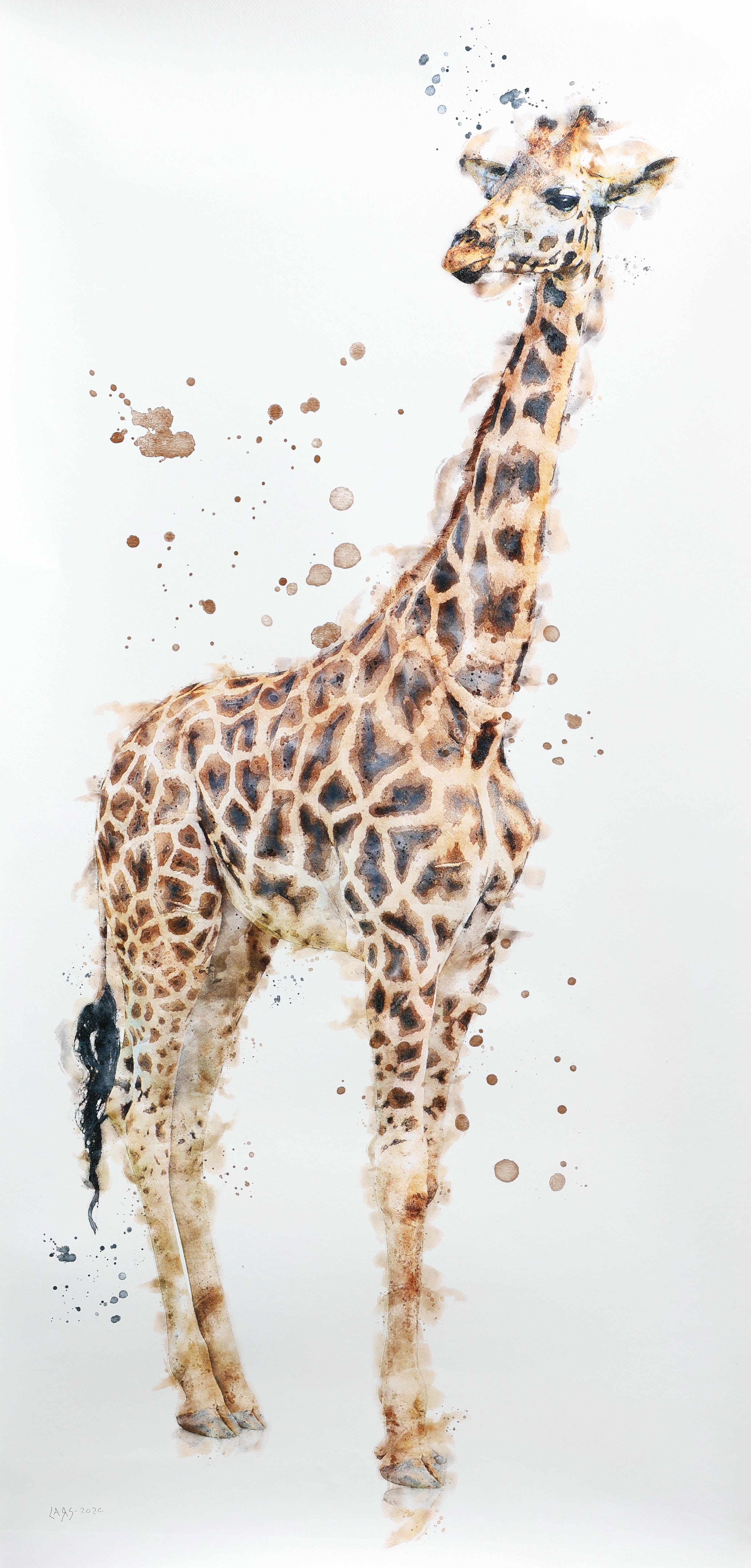 LARS TUNEBO. Mixed media, ”Very tall”, original, på papper, signerad.