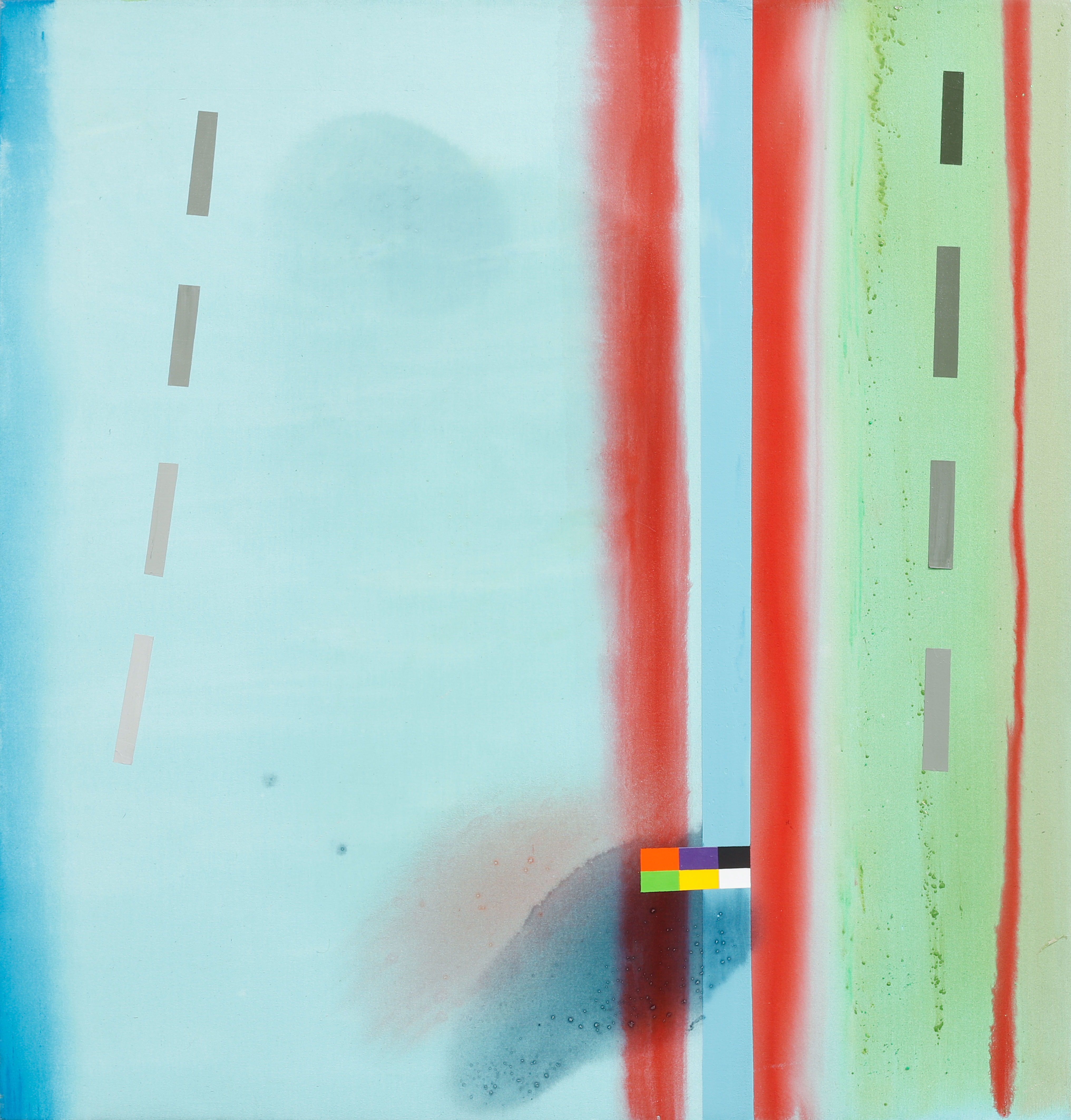 STEPHEN MUELLER. "Lilting", akryl på duk med collage, signerad och daterad a tergo 1989.