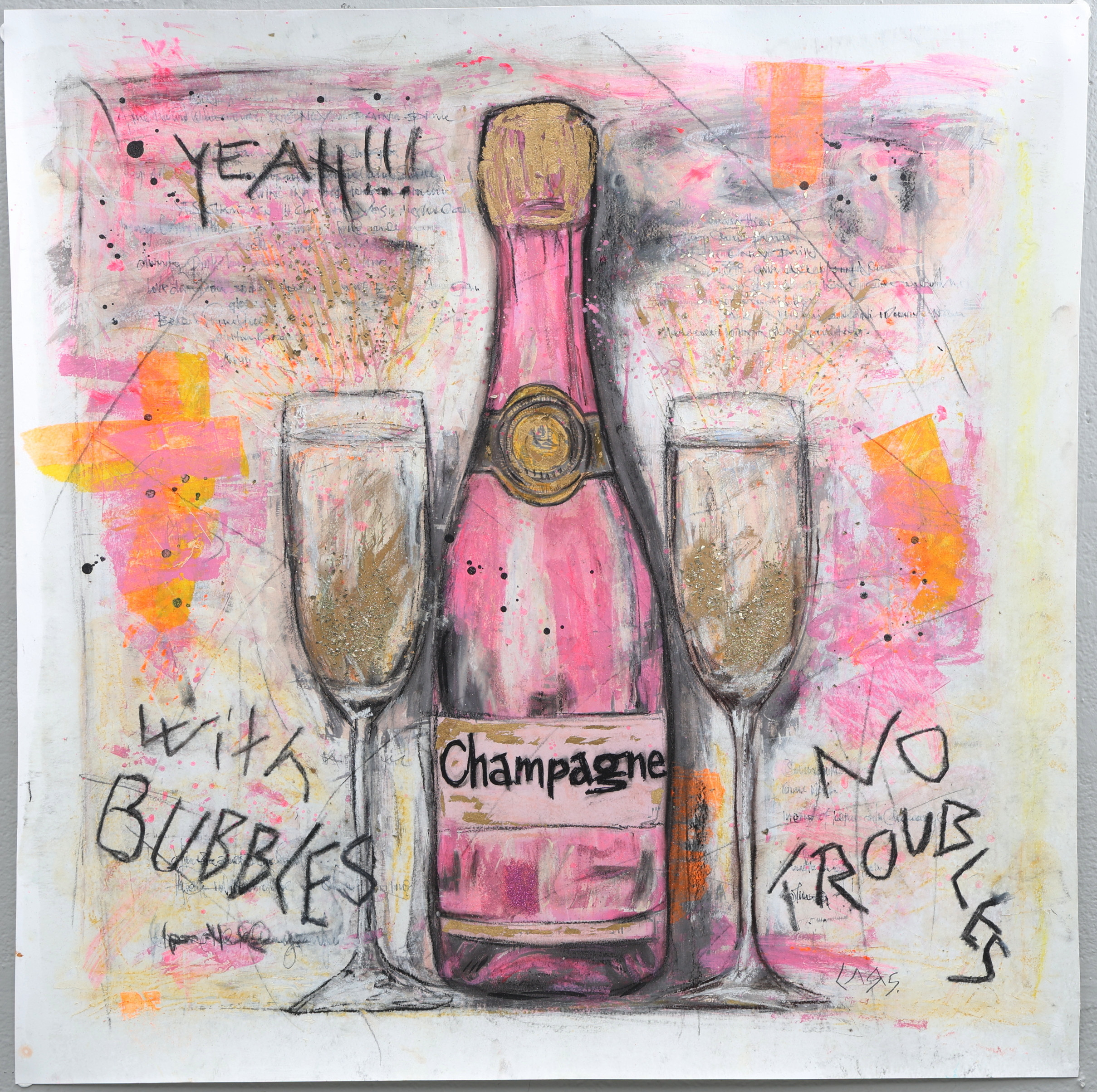 LARS TUNEBO. Mixed media, original, på papper, signerad.