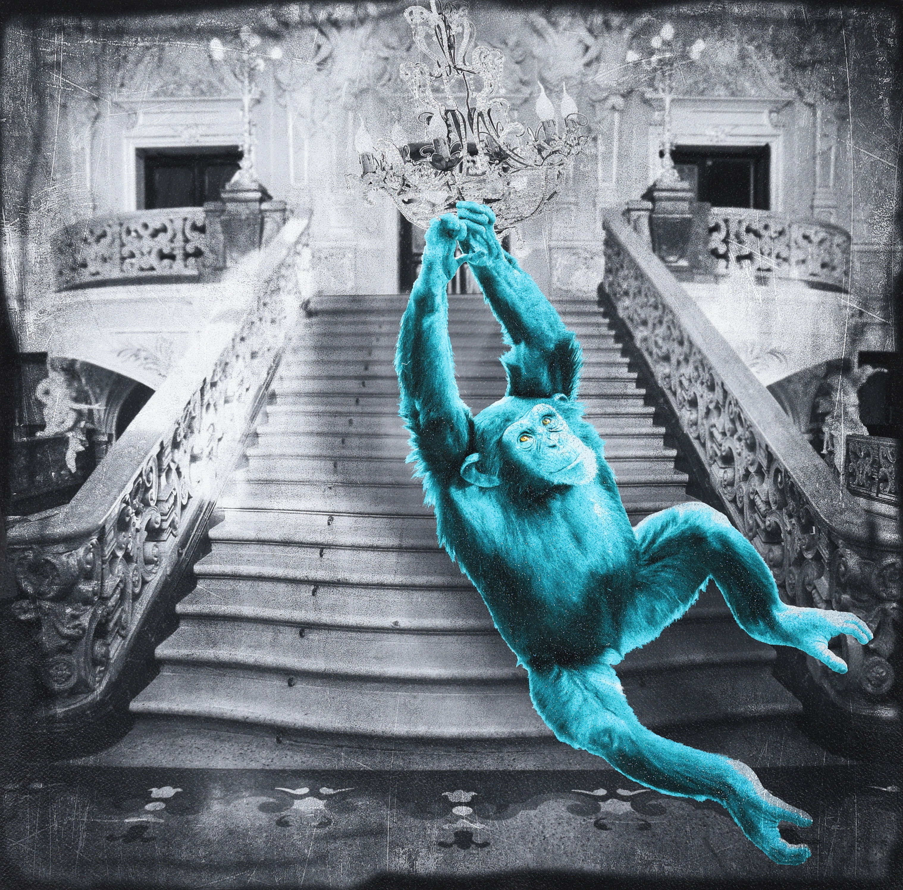 LARS TUNEBO. Mixed media, ”Swinging in Odessa”, turkos, signerad, numrerad 7/30.