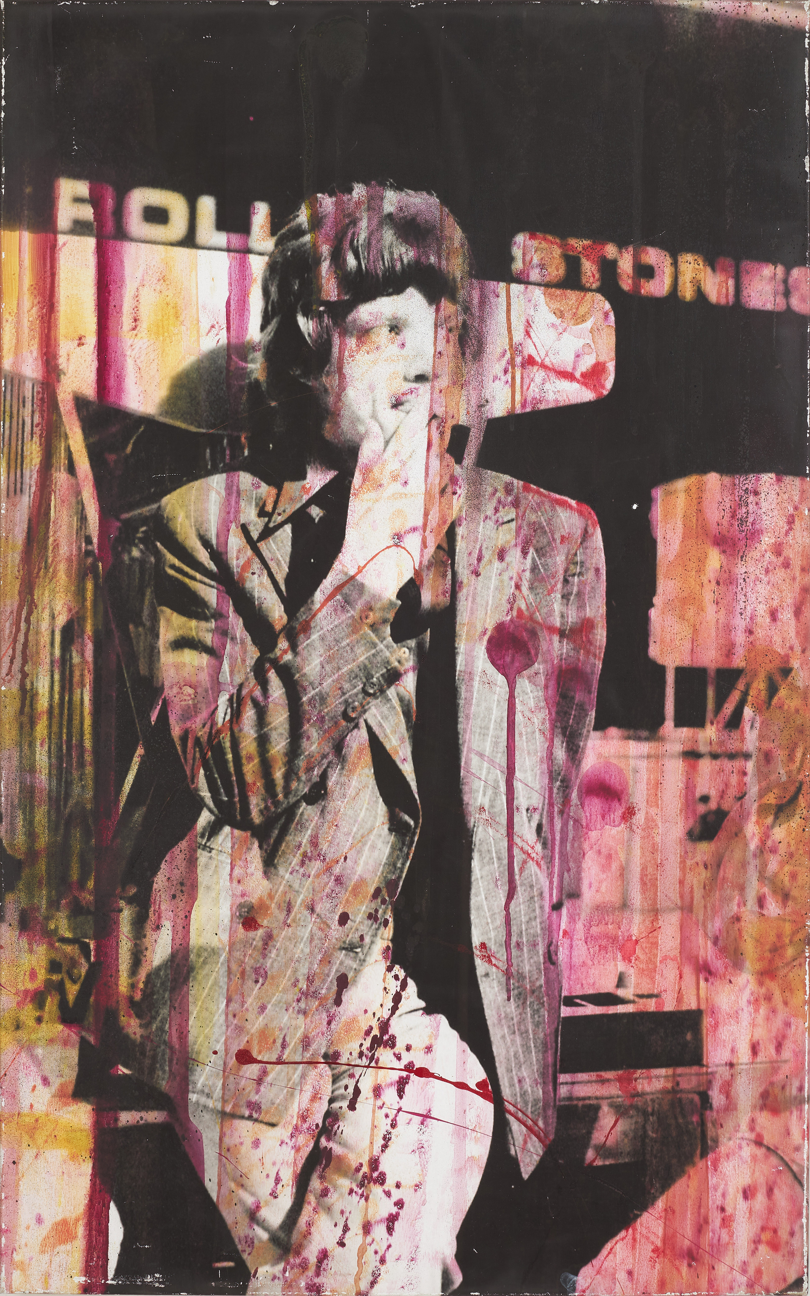 MICK JAGGER, från Ready Steady Go!. Jan Olofsson och Ola Kalnins, bemålat fotografi på canvas.