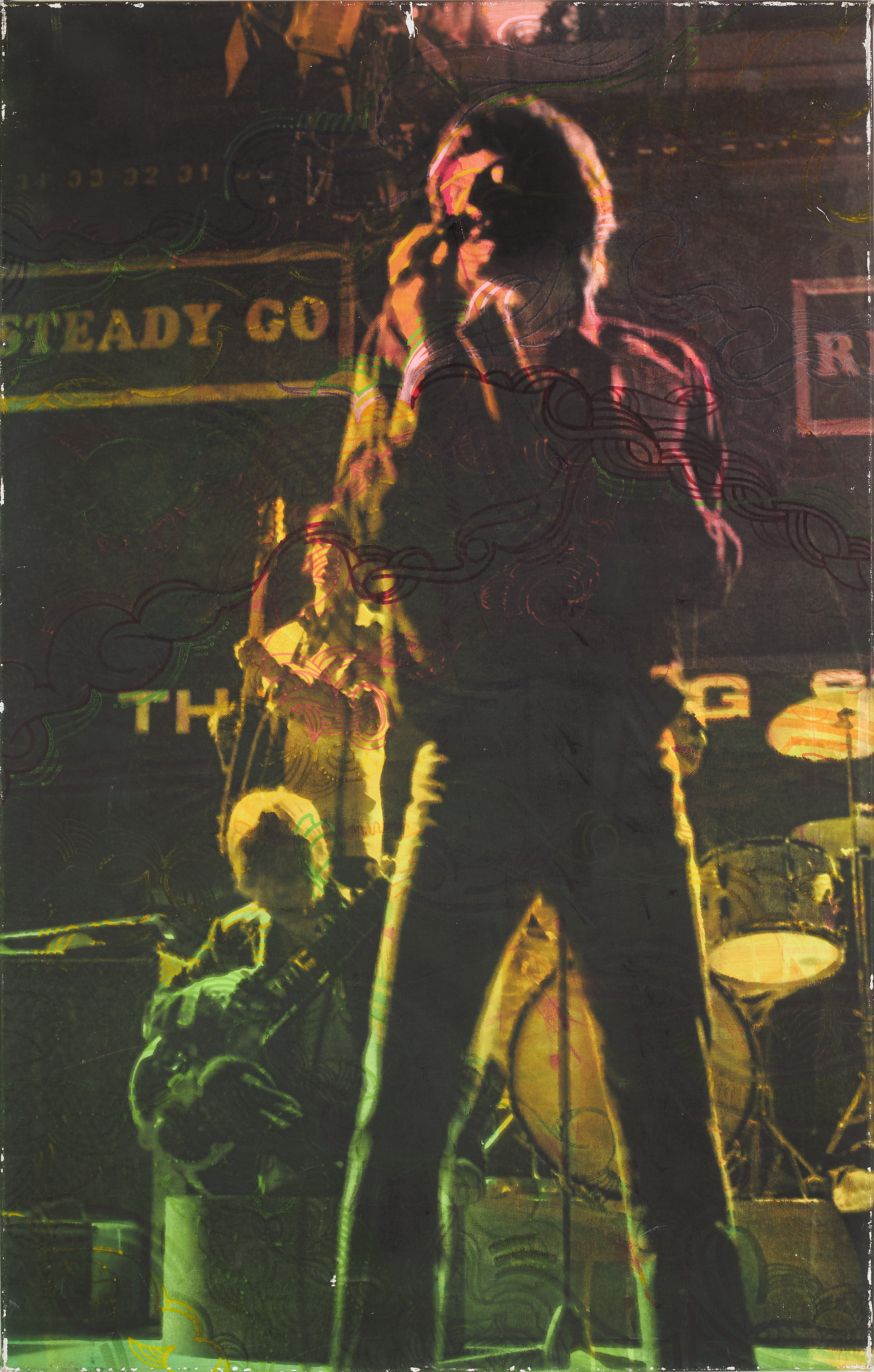 ROLLING STONES, från Ready Steady Go!". Jan Olofsson och Ola Kalnins, bemålat fotografi på canvas.