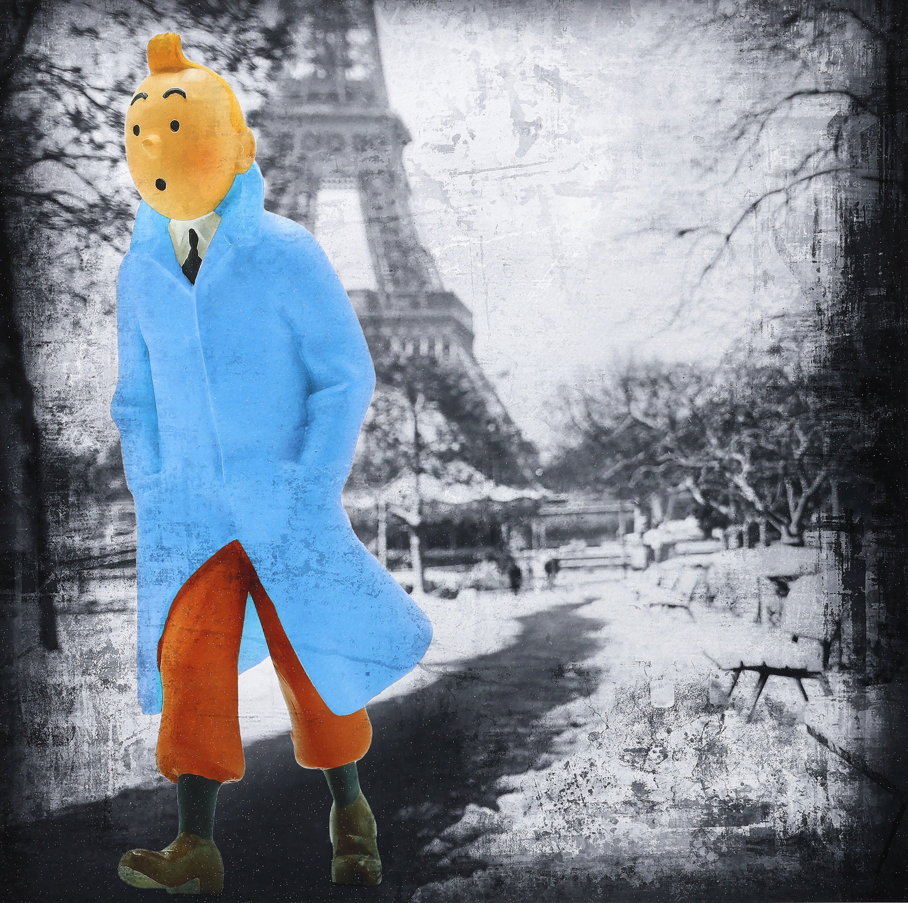 LARS TUNEBO. Mixed media, ”Cold day in Paris”, signerad, numrerad 34/50.