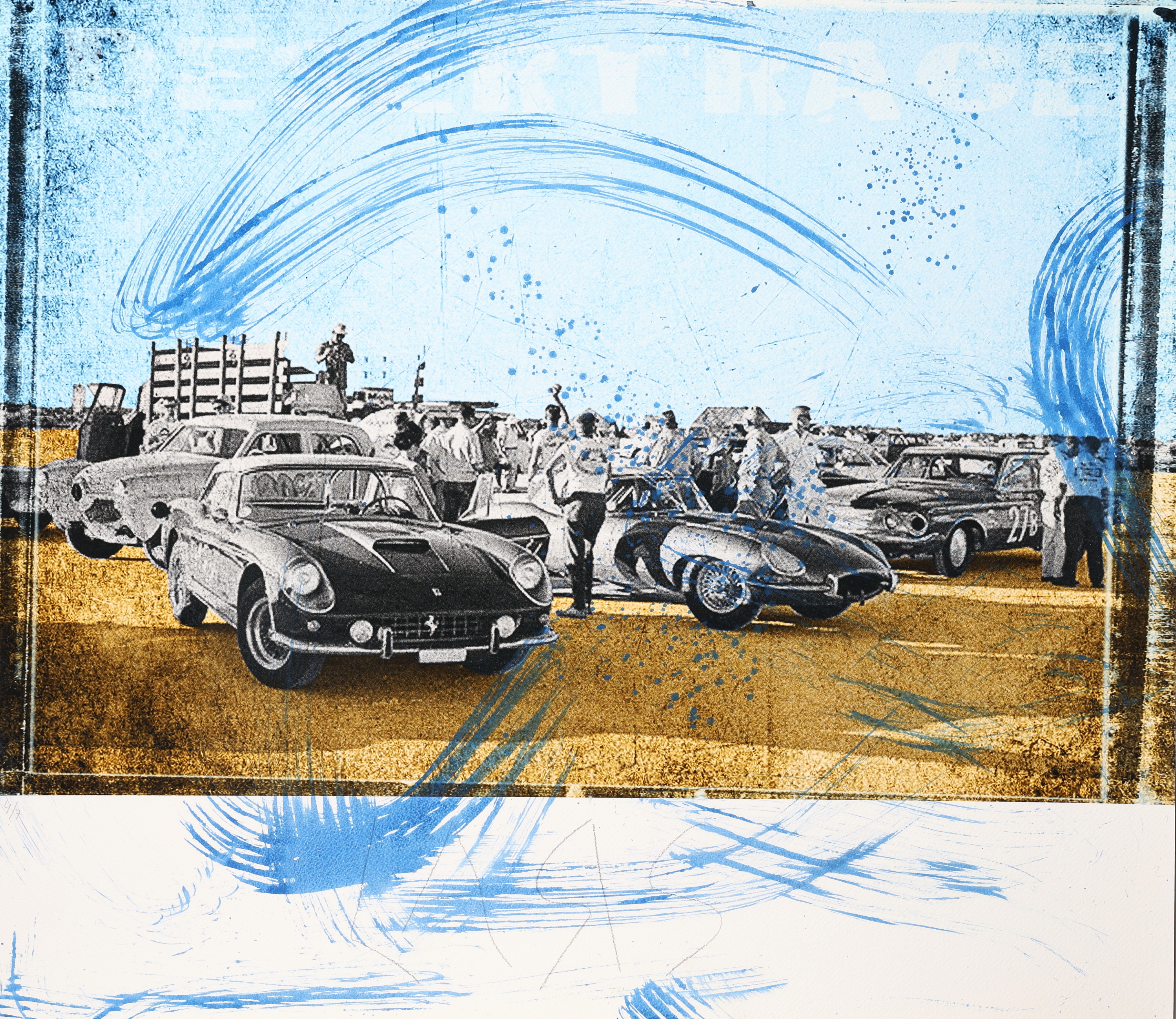 LARS TUNEBO. Mixed media, ”Desert Race”, blå, signerad, numrerad 4/15.