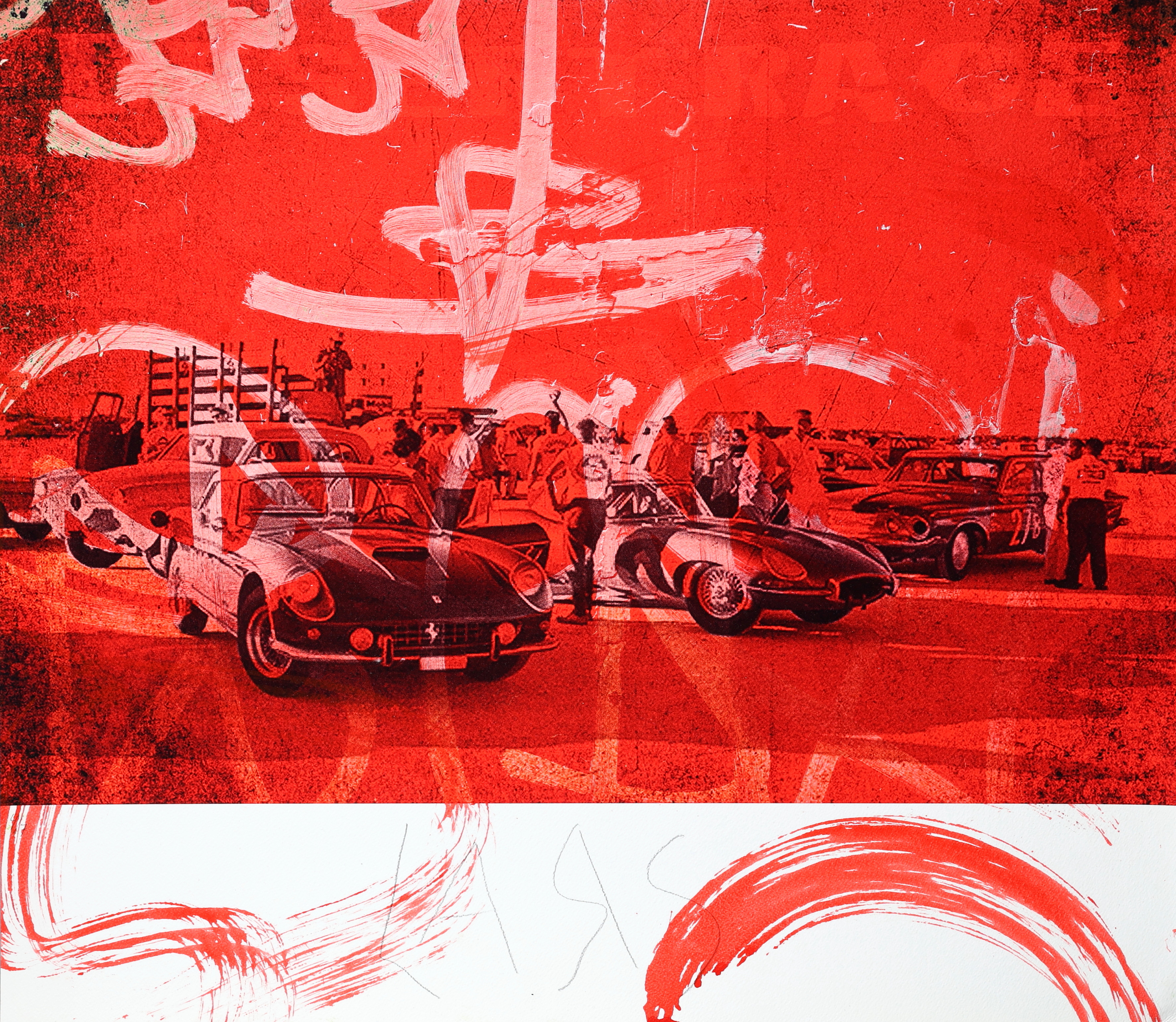 LARS TUNEBO. Mixed media, ”Desert Race”, röd, signerad, numrerad 4/15.