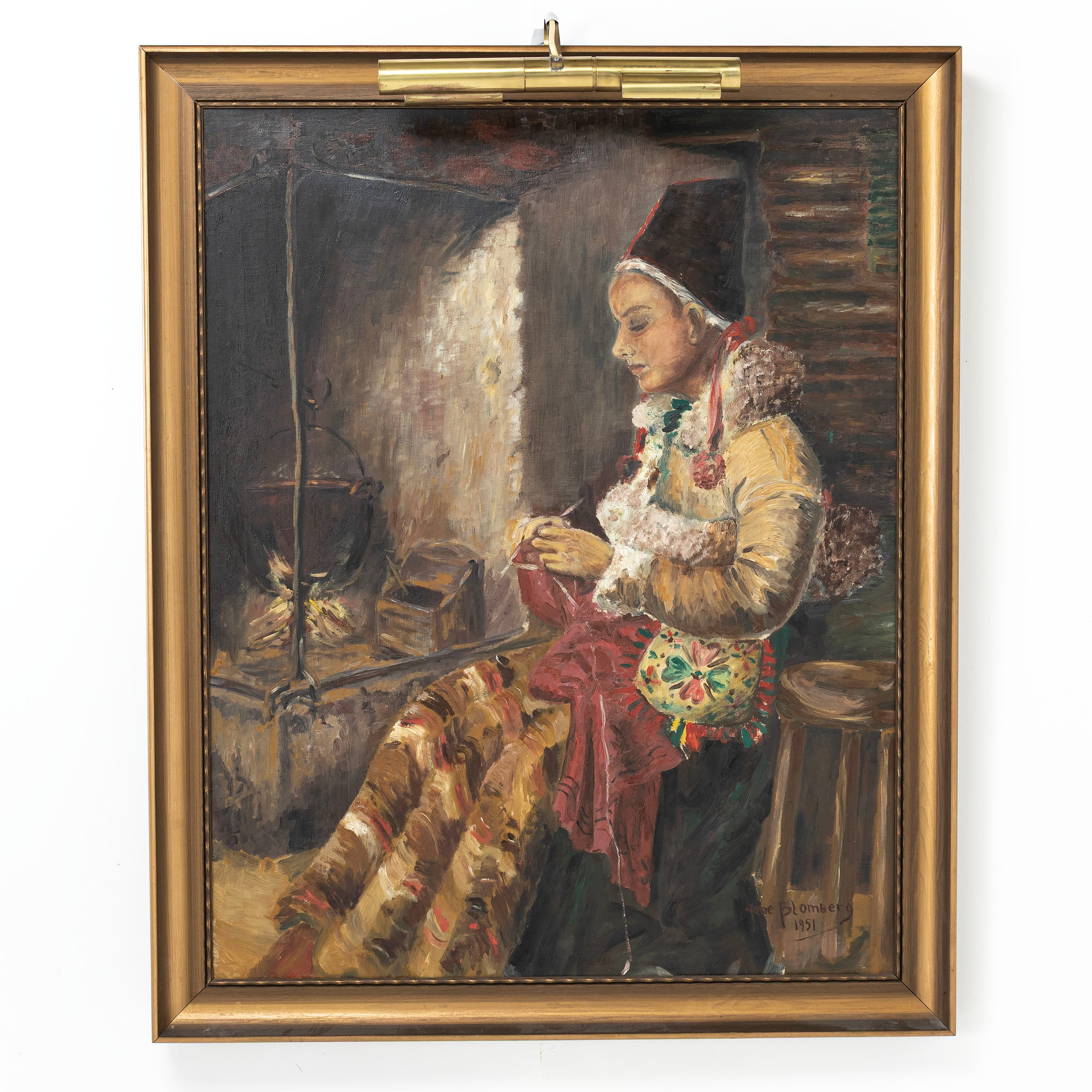 OKÄND KONSTNÄR, Olja på duk, signerad Blomberg 1951.