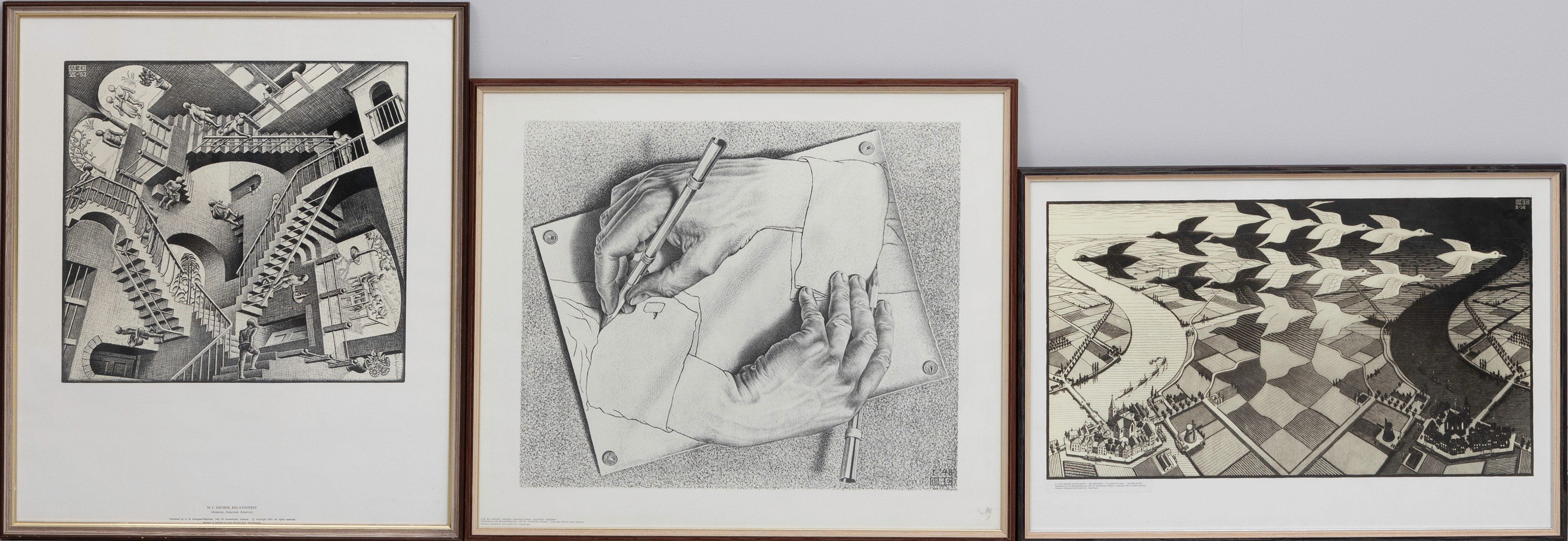 MAURITS CORNELIS ESCHER. EFTER. Tryck, 3 st, Nederländerna, 1900-tal.