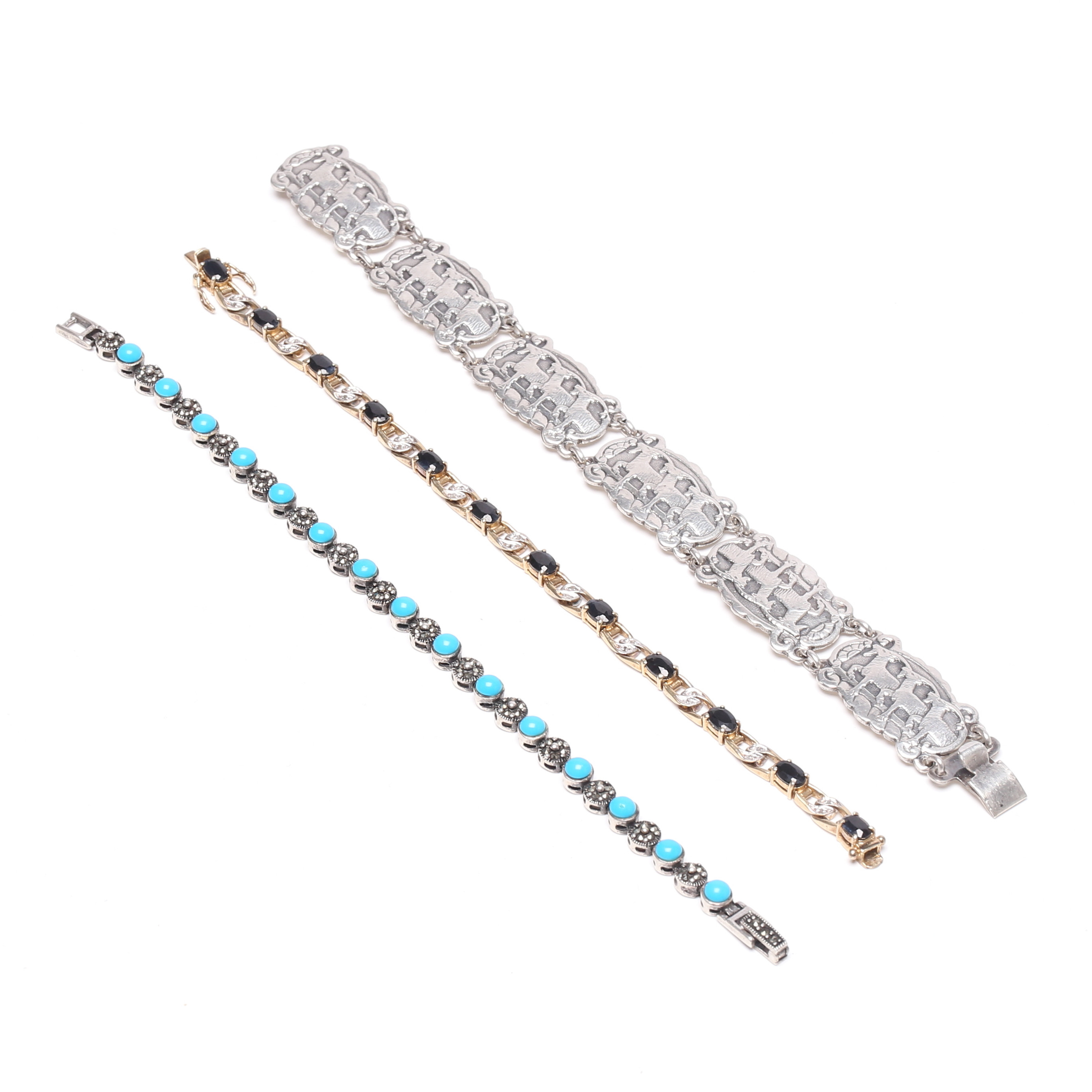 ARMBAND, 3 st, silver, 1900-tal.