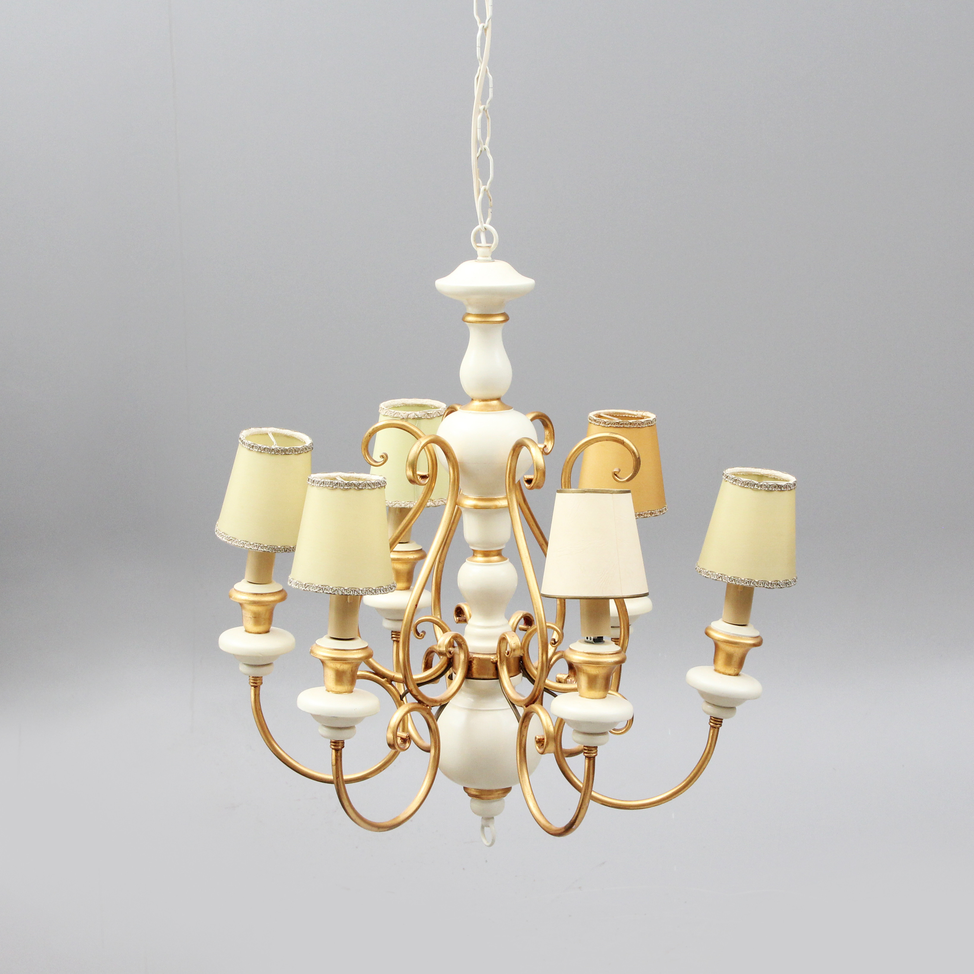 LJUSKRONA, fem-armad, förgyllt trä, Gunnar Silverberg, Malmö, 1950/60-tal.