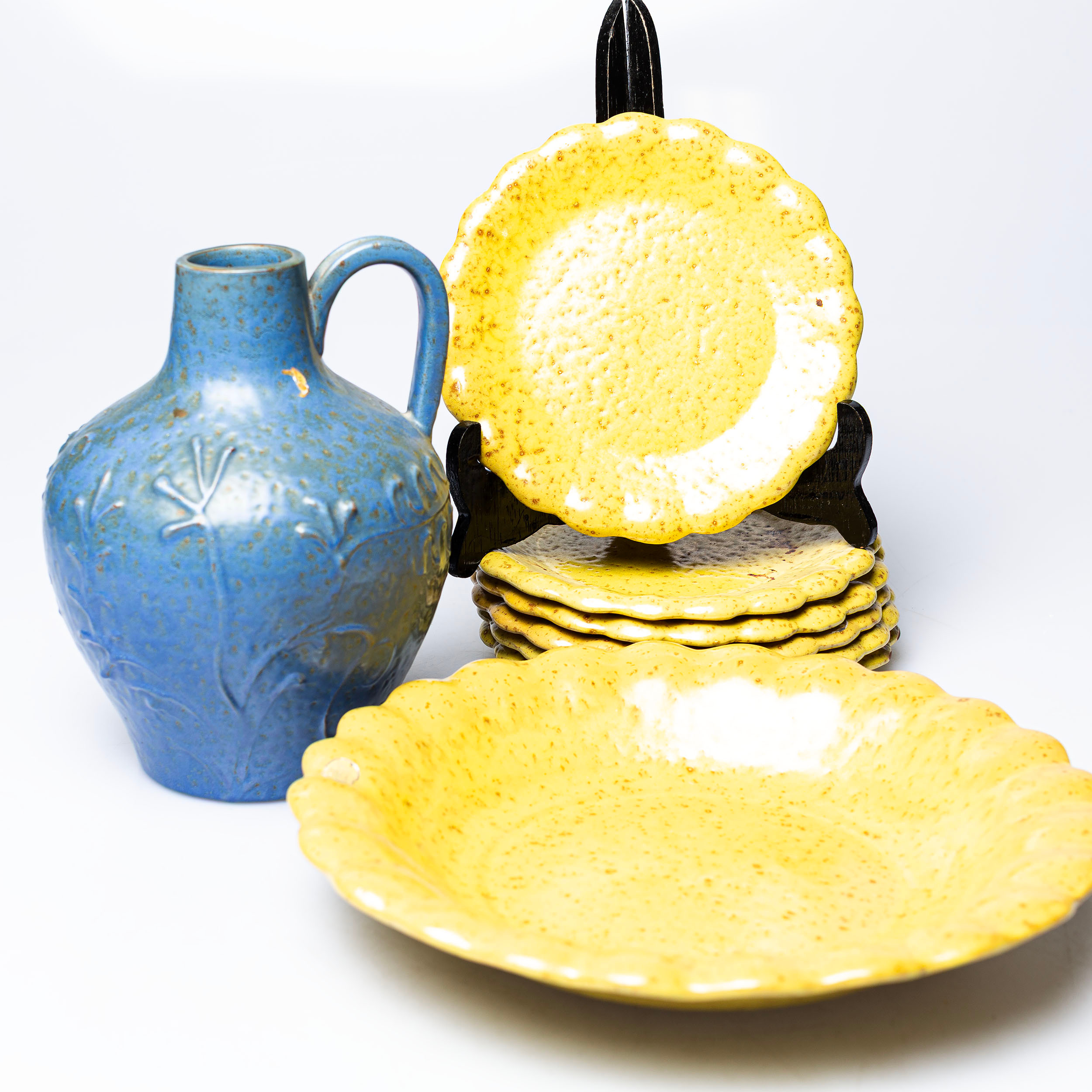 FRKUTSERVIS & KANNA, 8 delar, Nittsjö keramik.