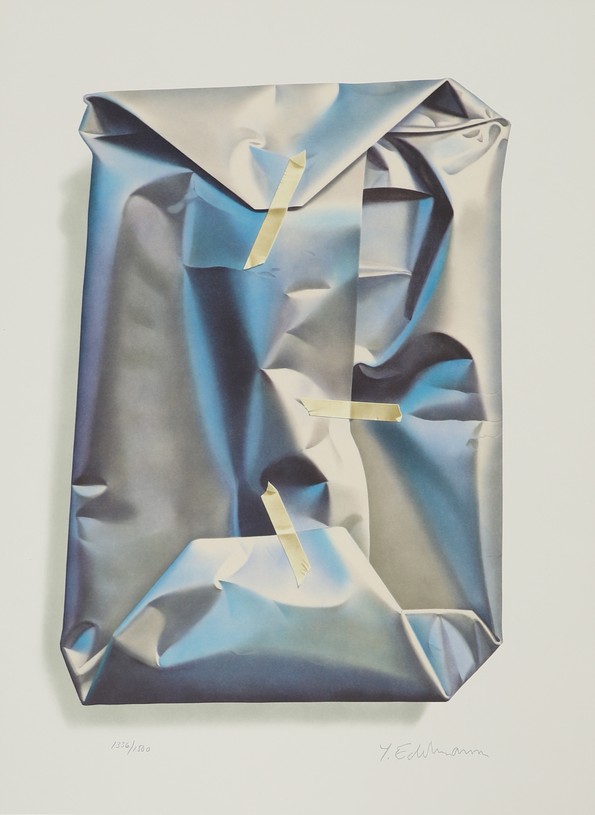 YRJÖ EDELMANN. "Packed blue and grey heaven", färglitografi, stämpelsignerad och numrerad 1336/1500.