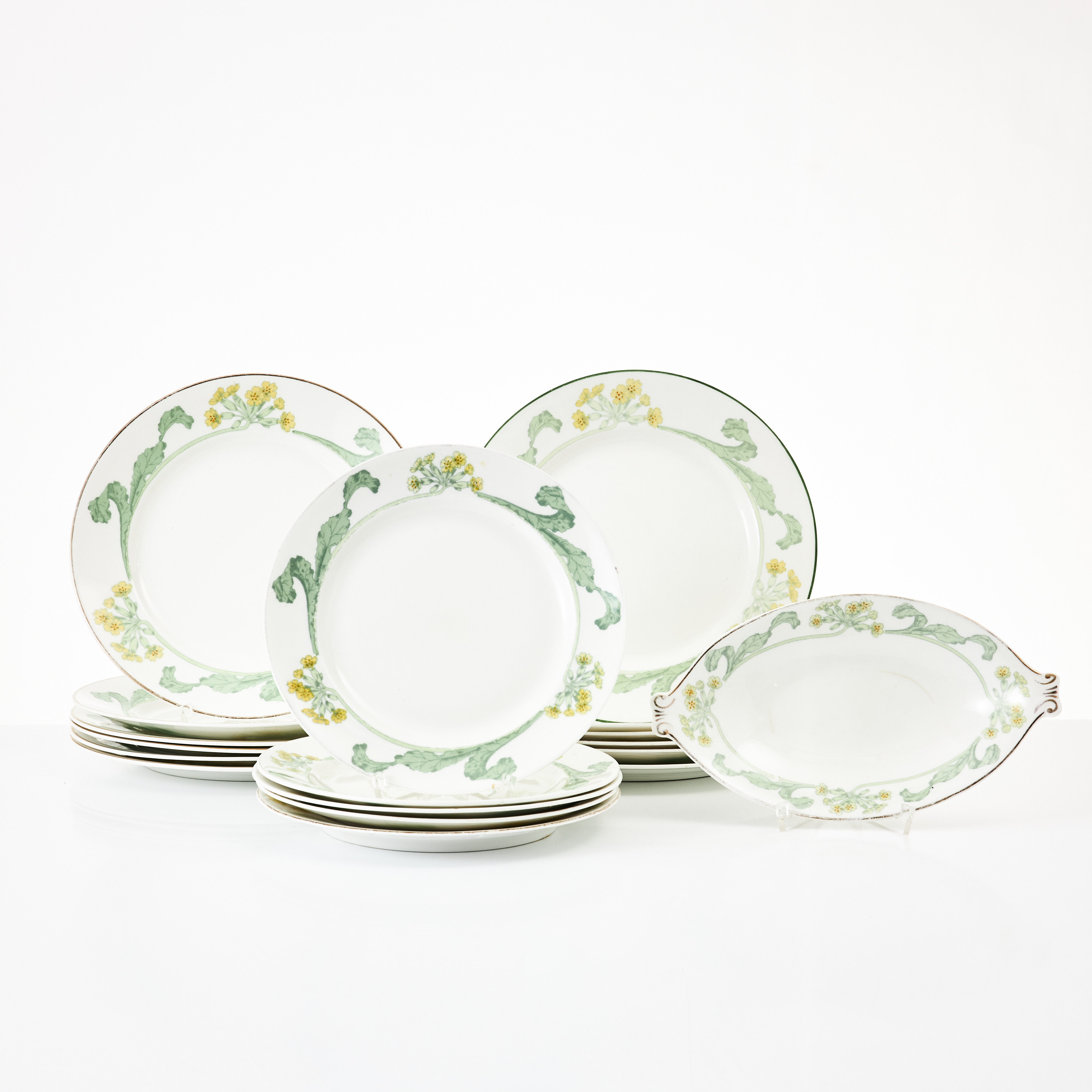 GUNNAR WENNERBERG. "Gullviva", 18 dlr., flintgods, Gustavsberg, 1900-talets början, jugend.