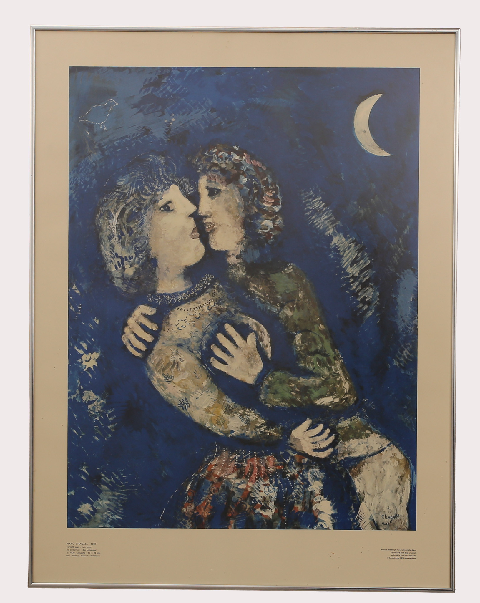 MARC CHAGALL. Museiaffisch, "two lovers", 1978, Stedelijk museum Amsterdam.