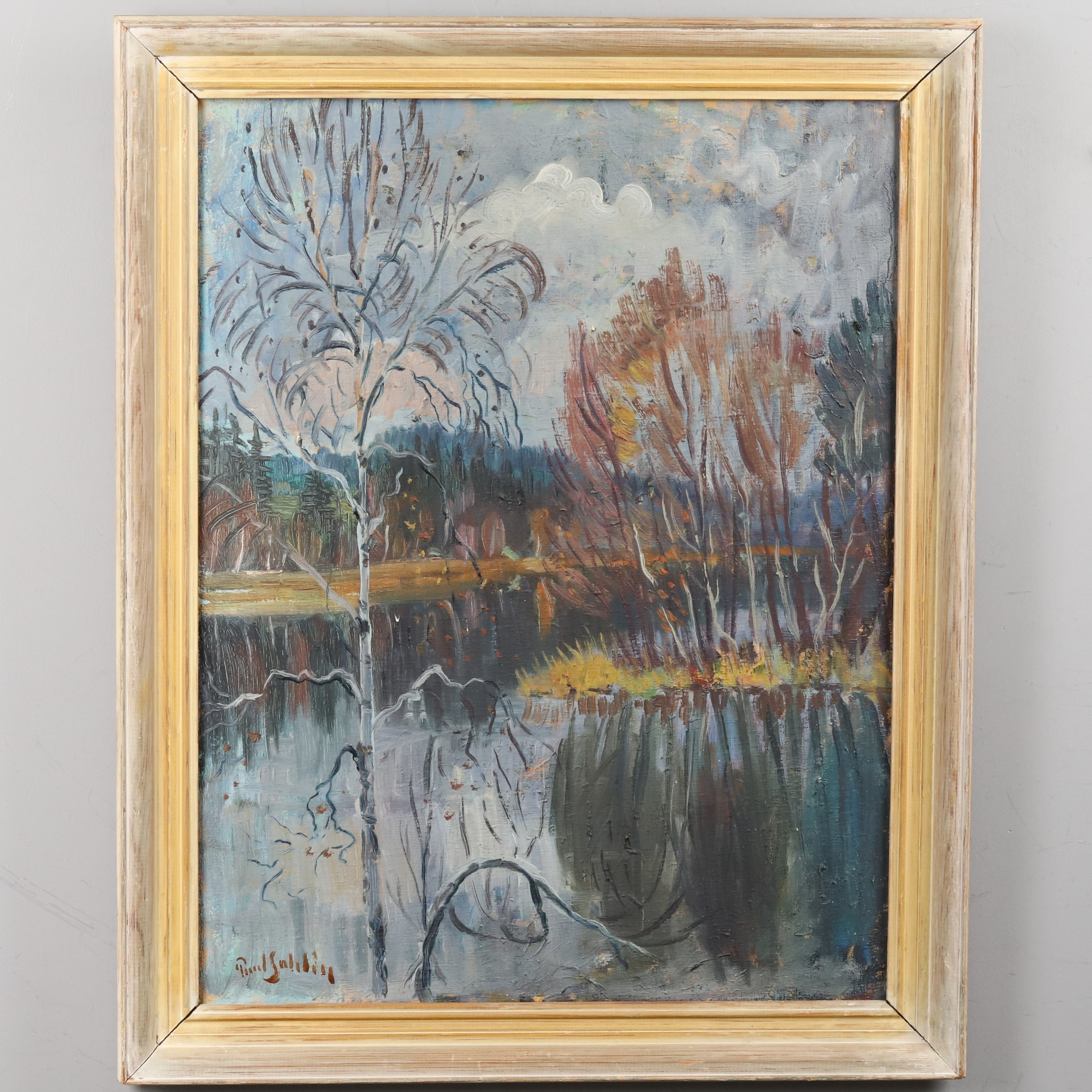 PAUL SAHLIN. OLJA PÅ DUK, höstmotiv, signerad.