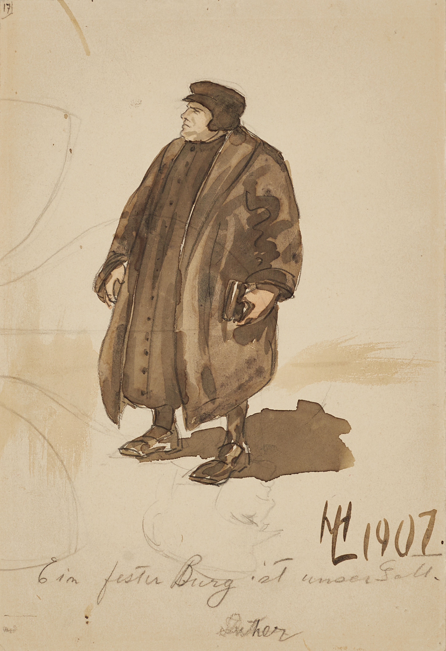 HARRIET LÖWENHJELM (1887-1918). Ein feste Burg ist unser Gott, Luther, signerad och daterad 1907, akvarell.