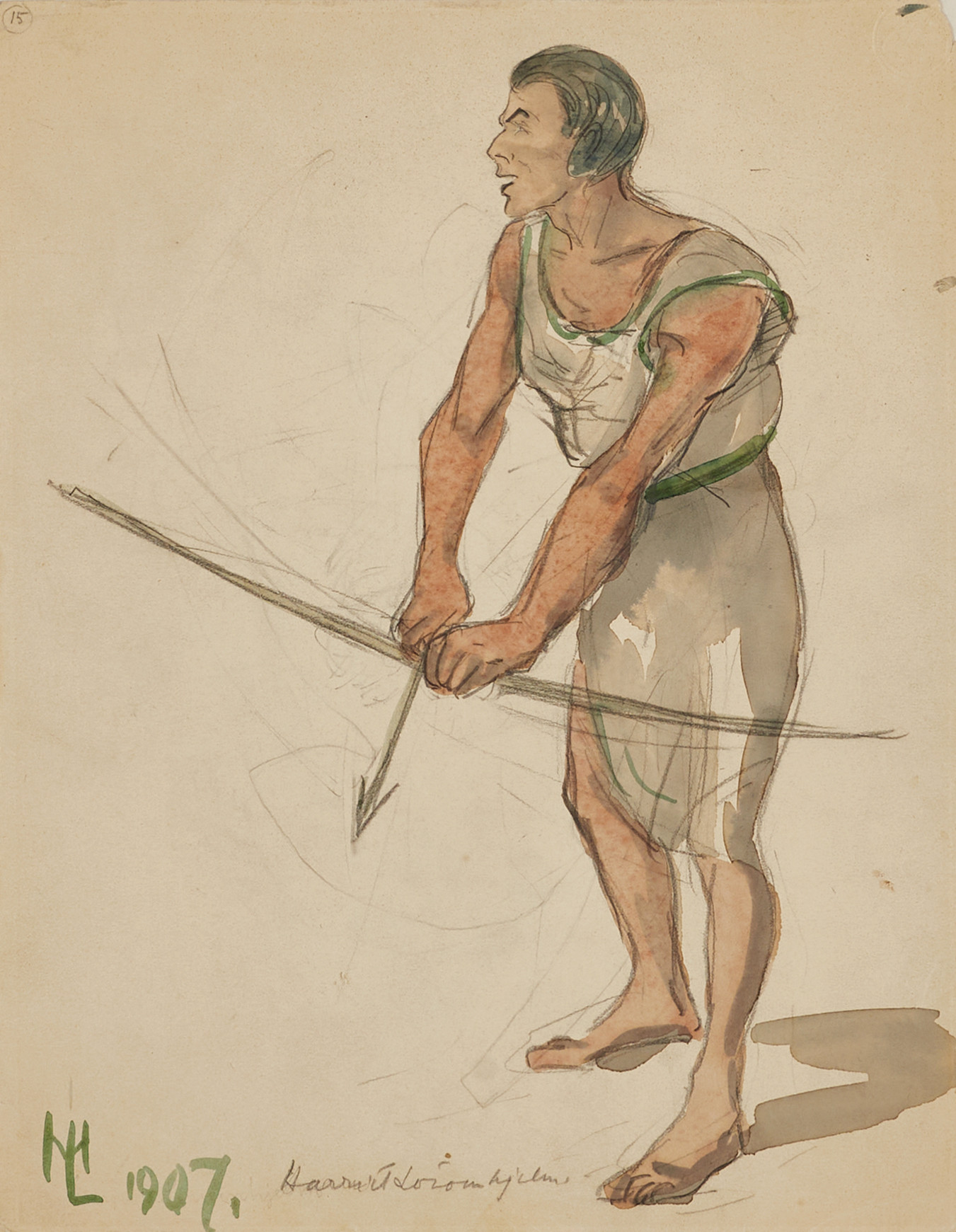 HARRIET LÖWENHJELM (1887-1918). Figurkomposition, signerad och daterad 1907, akvarell.