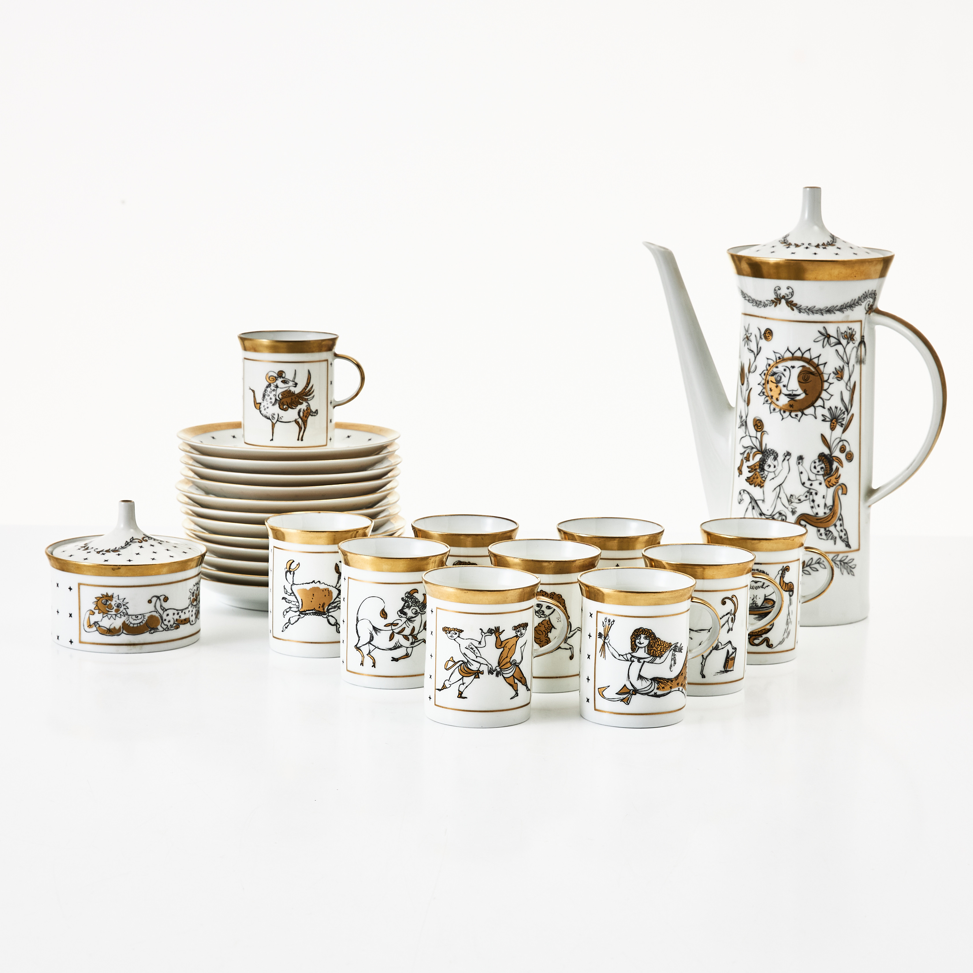 ROSENTHAL, kaffeservis, 12 dlr, Tyskland, porslin, dekor av stjärntecken.
