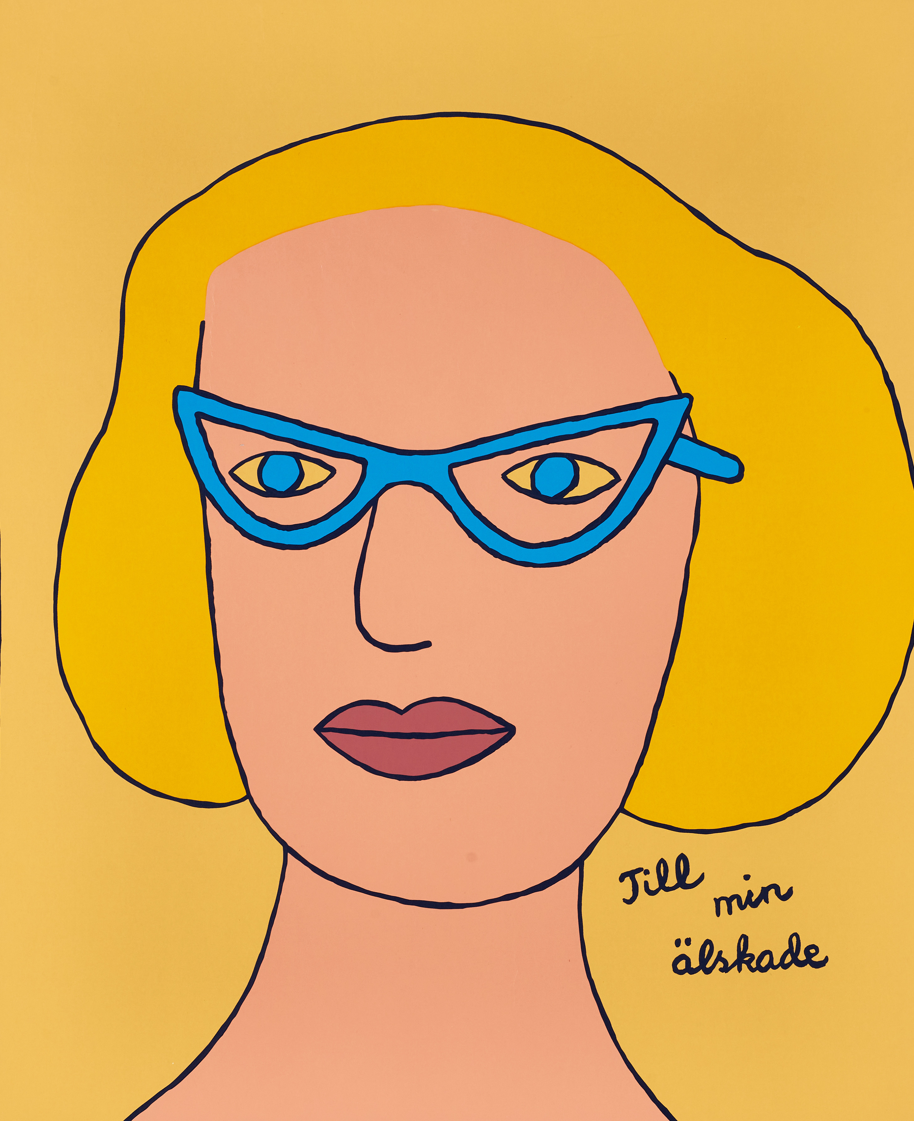 MARIE-LOUISE EKMAN (född 1944). Utställningsaffisch, "Till min älskade", Marie-Louise de Geer-Bergenstråhle, Svensk-Franska konstgalleriet, Stockholm, 1971, serigrafi.