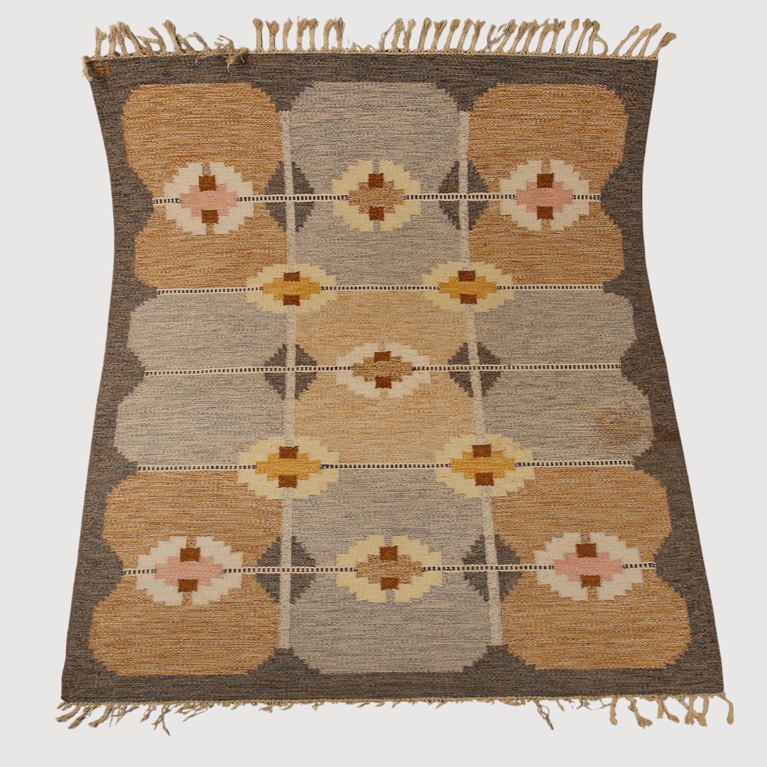 INGEGERD SILOW. Röllakansmatta, "Bolmen", Geometrisk dekor. signerad IS.