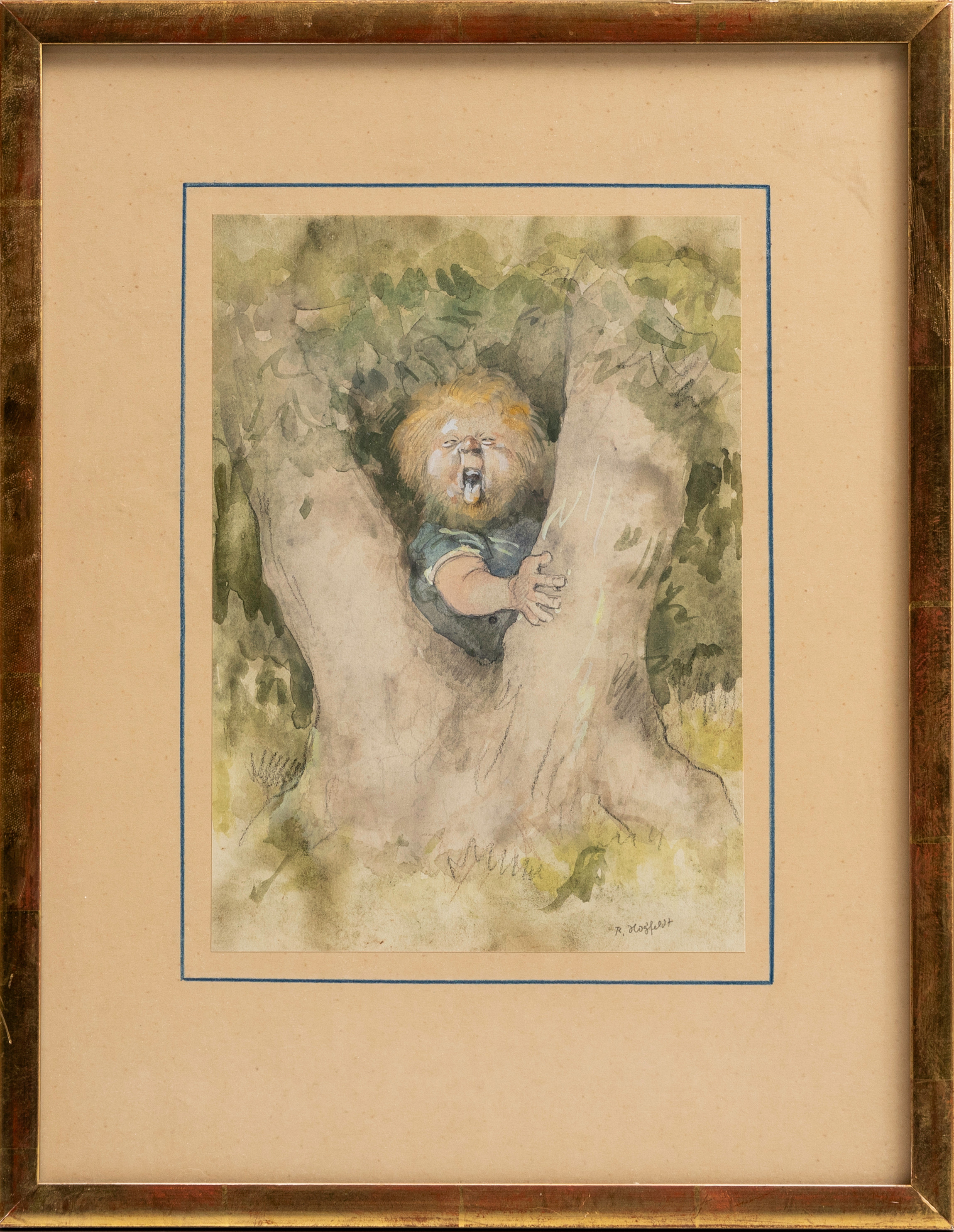 ROBERT HÖGFELDT. Lipande barn, akvarell, signerad, R. Högfeldt.