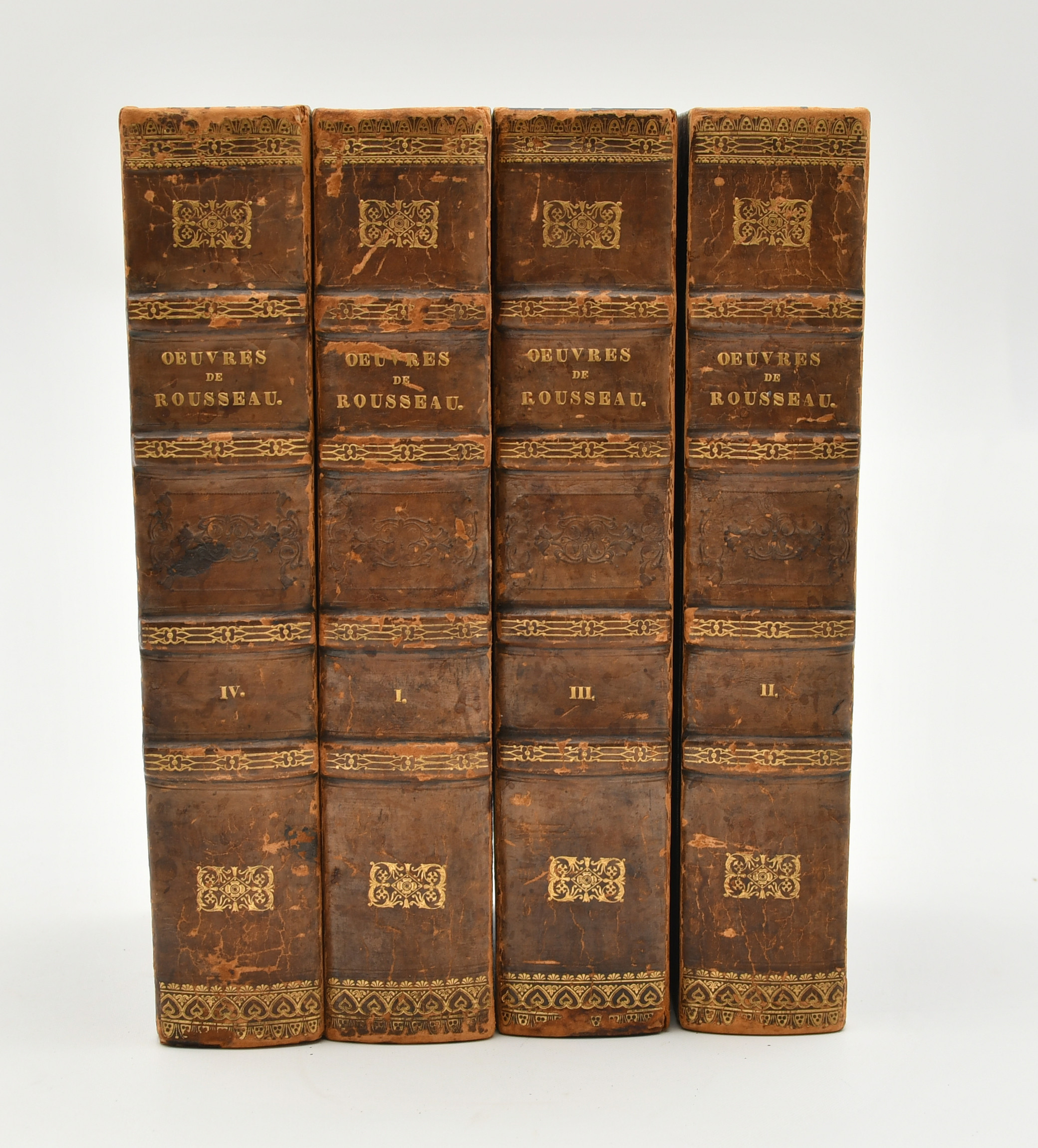 Rousseau, J(ean)-J(acques). Oeuvres complètes. Avec des notes historiques. Vol I-IV Paris 1835-36.