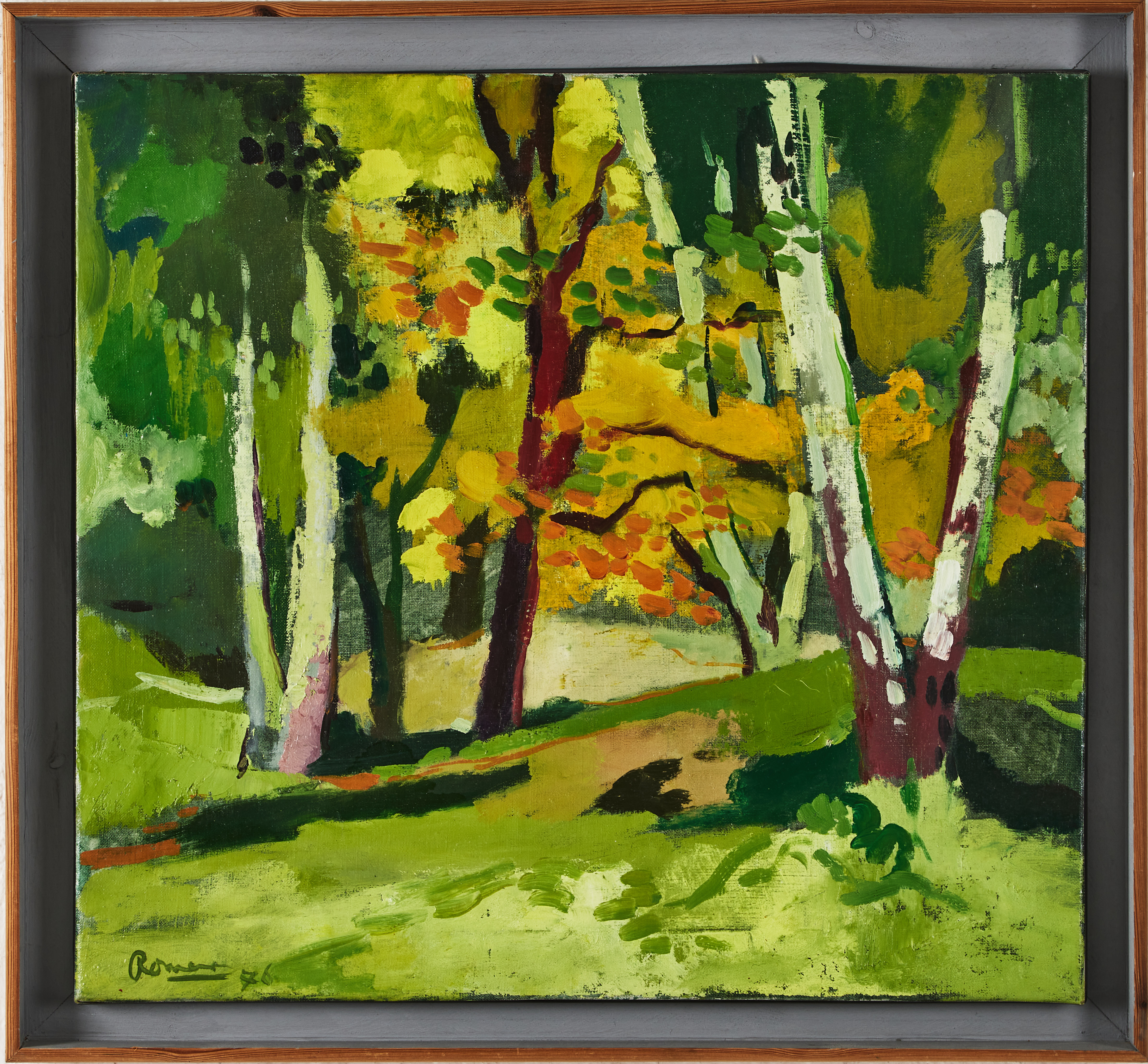 EDLEF TER HAAR ROMENY (NEDERLÄNDERNA, 1926-2017). Solljus genom lövtak, olja på duk, signerad samt daterad 76.