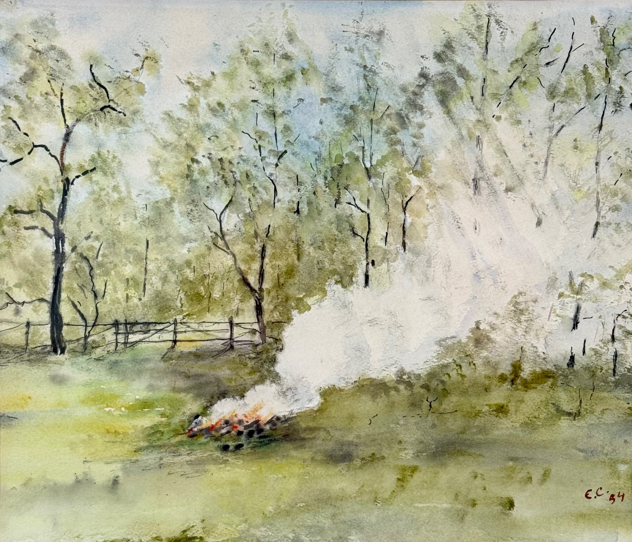 AKVARELL - Oidentifierad konstnär signerad och daterad ec -54.