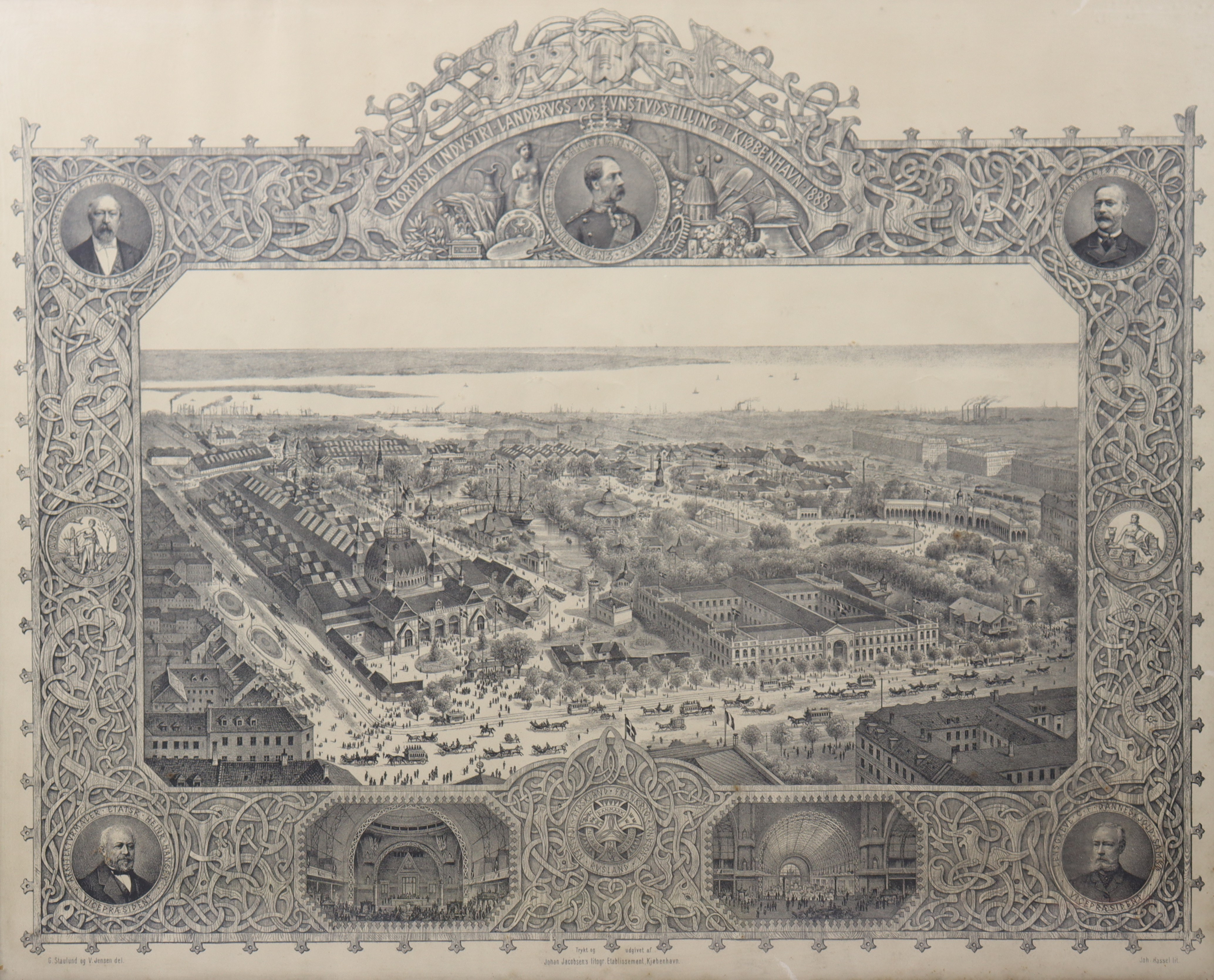 MINNESBLAD, litografi, "Nordisk Industri Landbrugs och Kunstudstilling i Kiöbenhavn 1888".