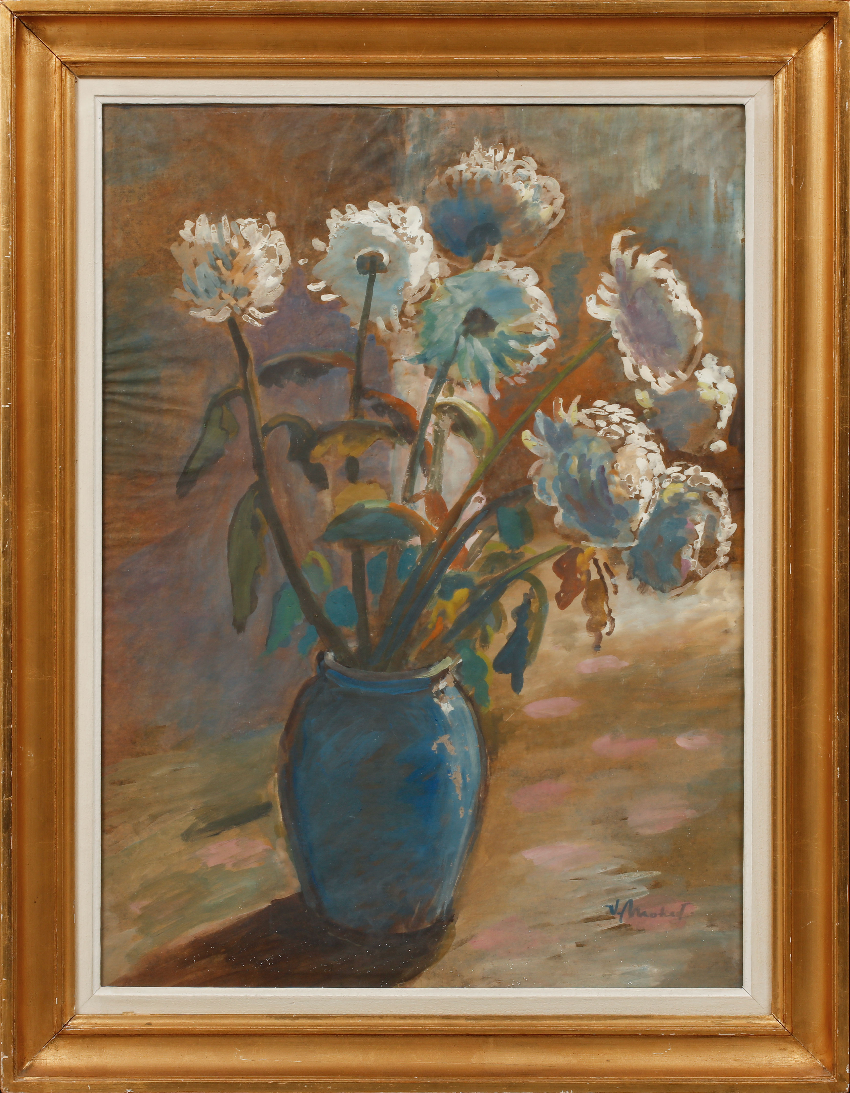 WALDEMAR MOHED. Blomsterstilleben, gouache, signerad.