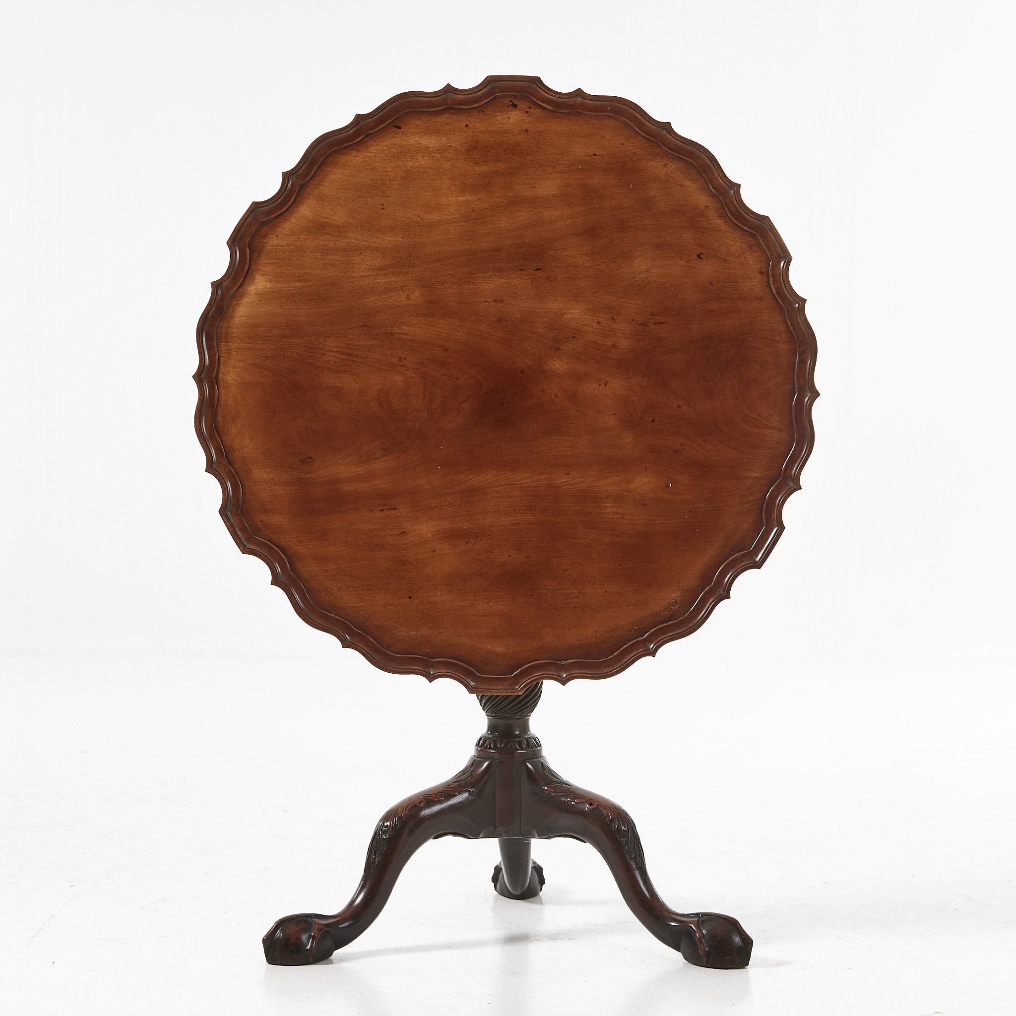 FÄLLBORD, England, 1800-talets första hälft, mahogny, profilerad skiva i sk piecrust.