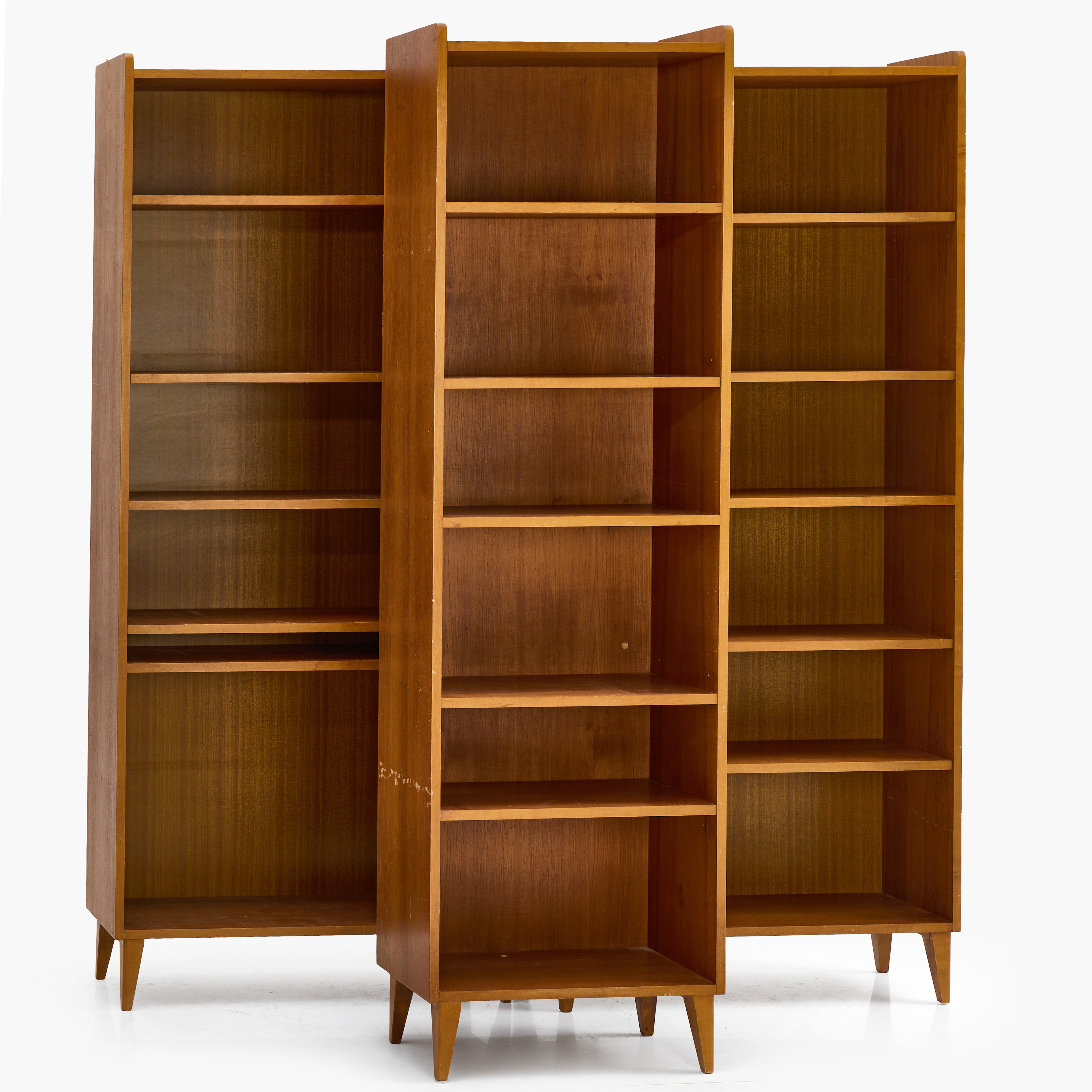 BOKYLLOR, 3 delar, teak, 1960/70-tal.