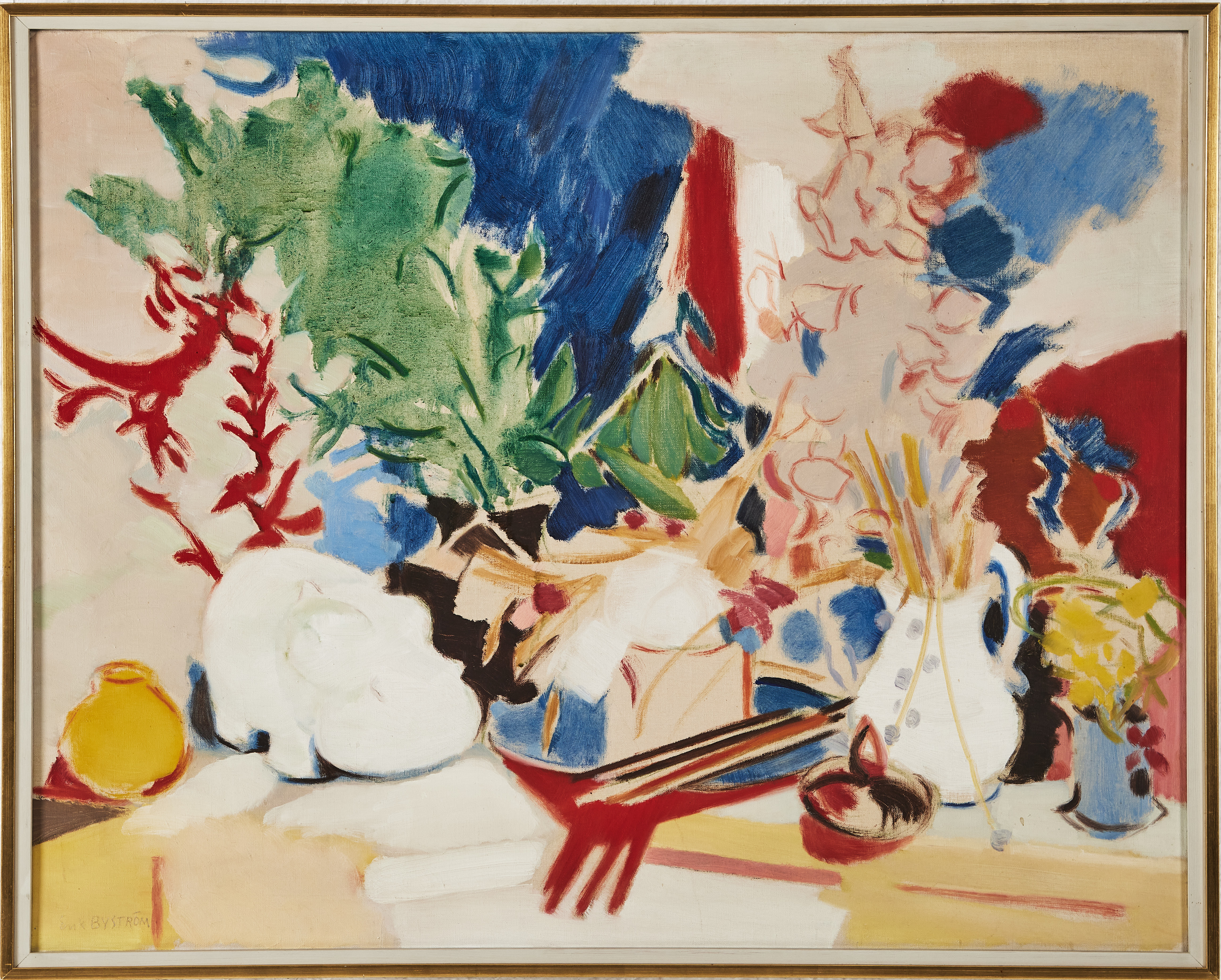 ERIK BYSTRÖM (1902-1988). "Utsikt från ett fönster", olja på duk.