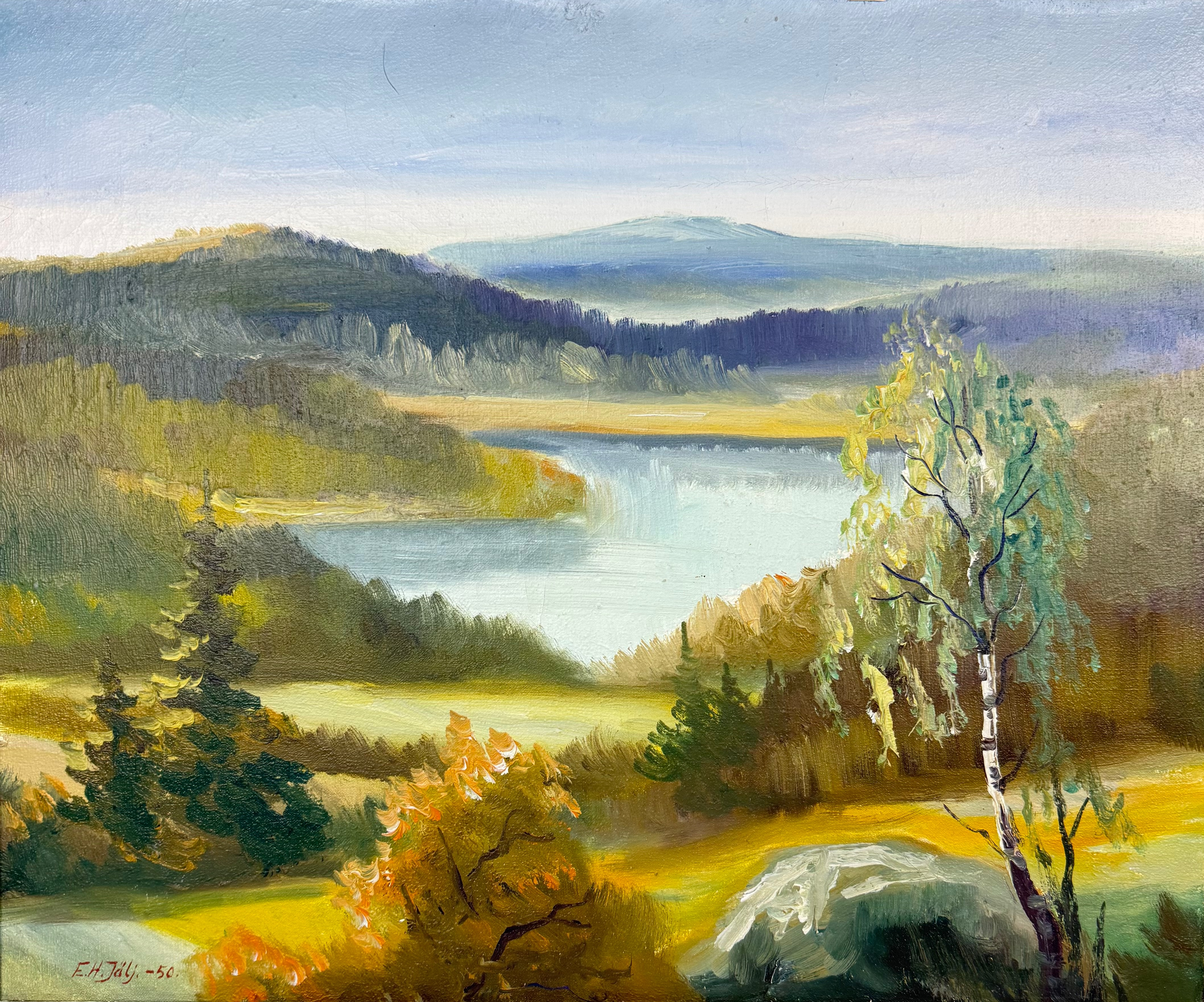 E-H JÄLJ. OLJEMÅLNING - olja på duk, signerad och daterad -50.