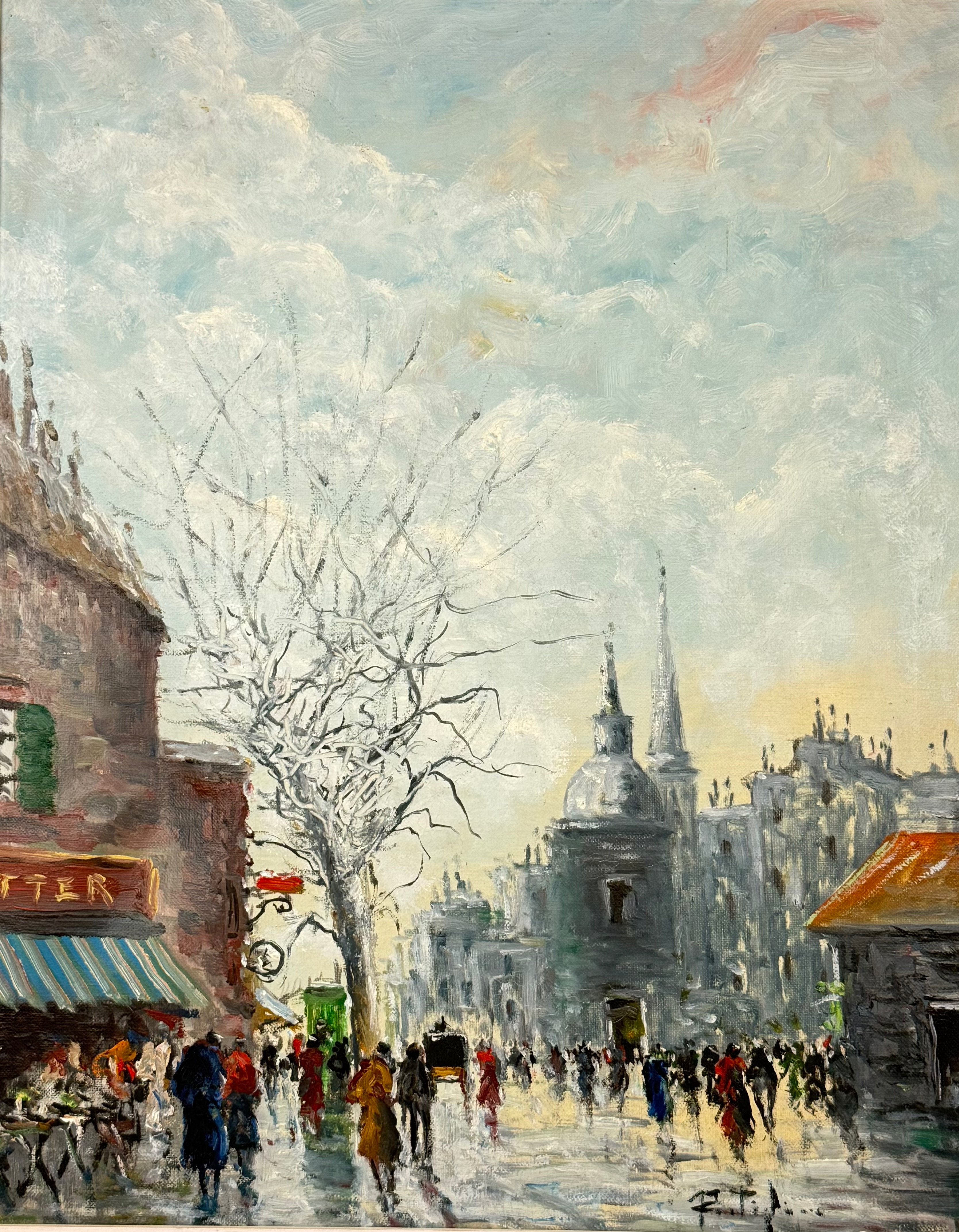 OLJEMÅLNING, oidentifierad stadstorg, Signerad.