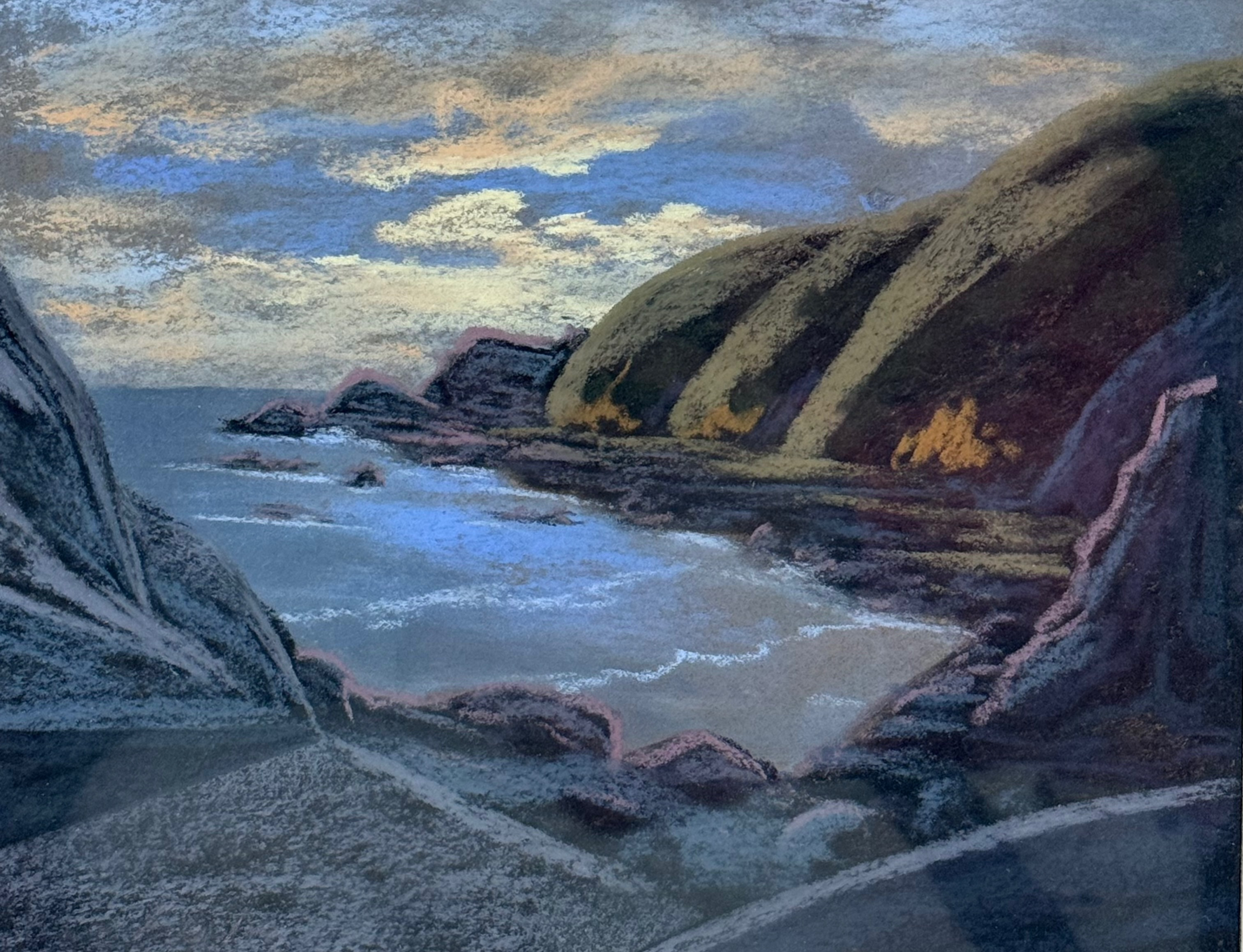 ERNST JOHANSSON. OLJEPASTELL, kustlandskap, signerad.