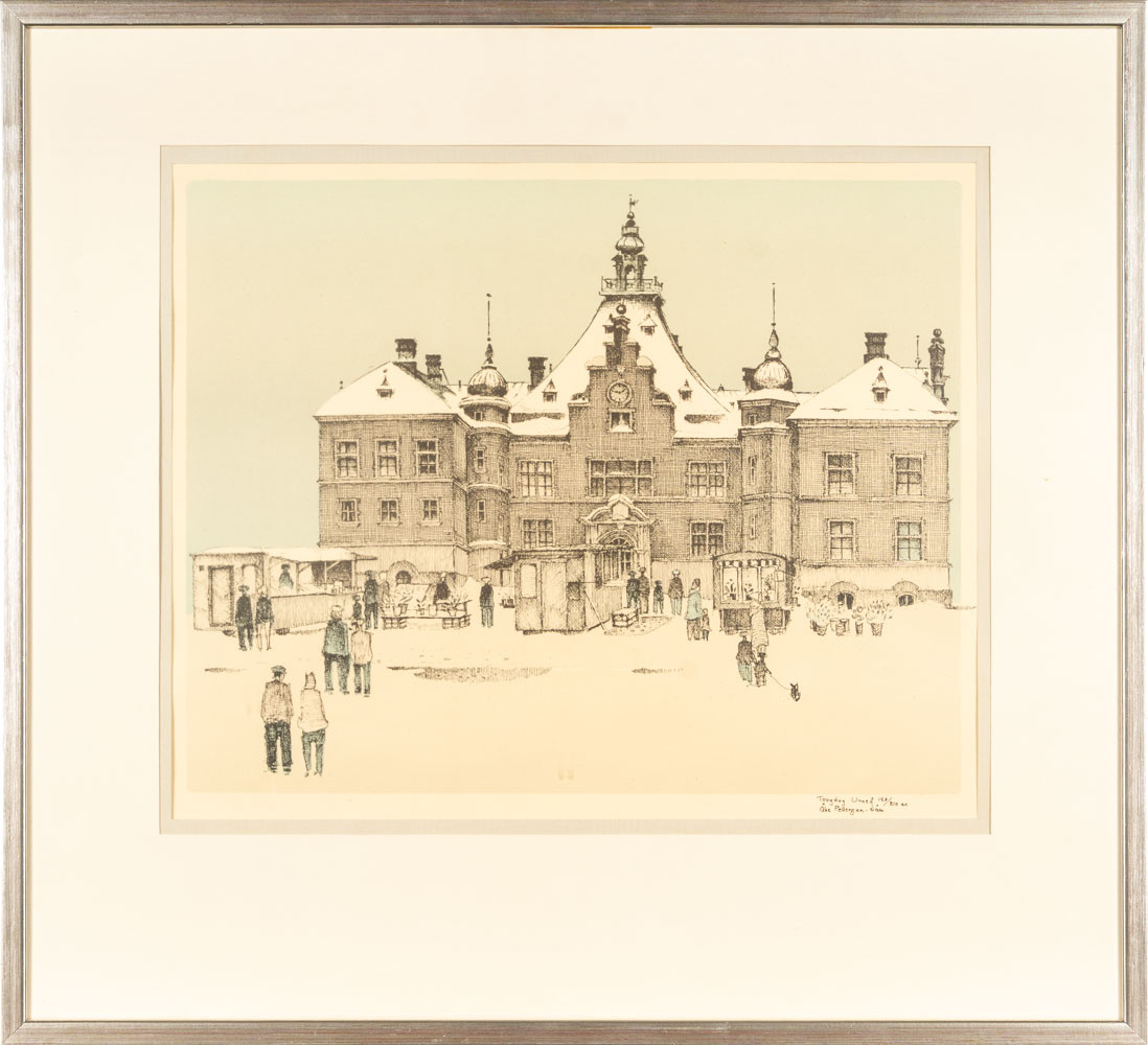 ÅKE PETTERSSON-NÅW. Färglitografi "Torgdag Umeå" Signerad & numrerad: 153/210.