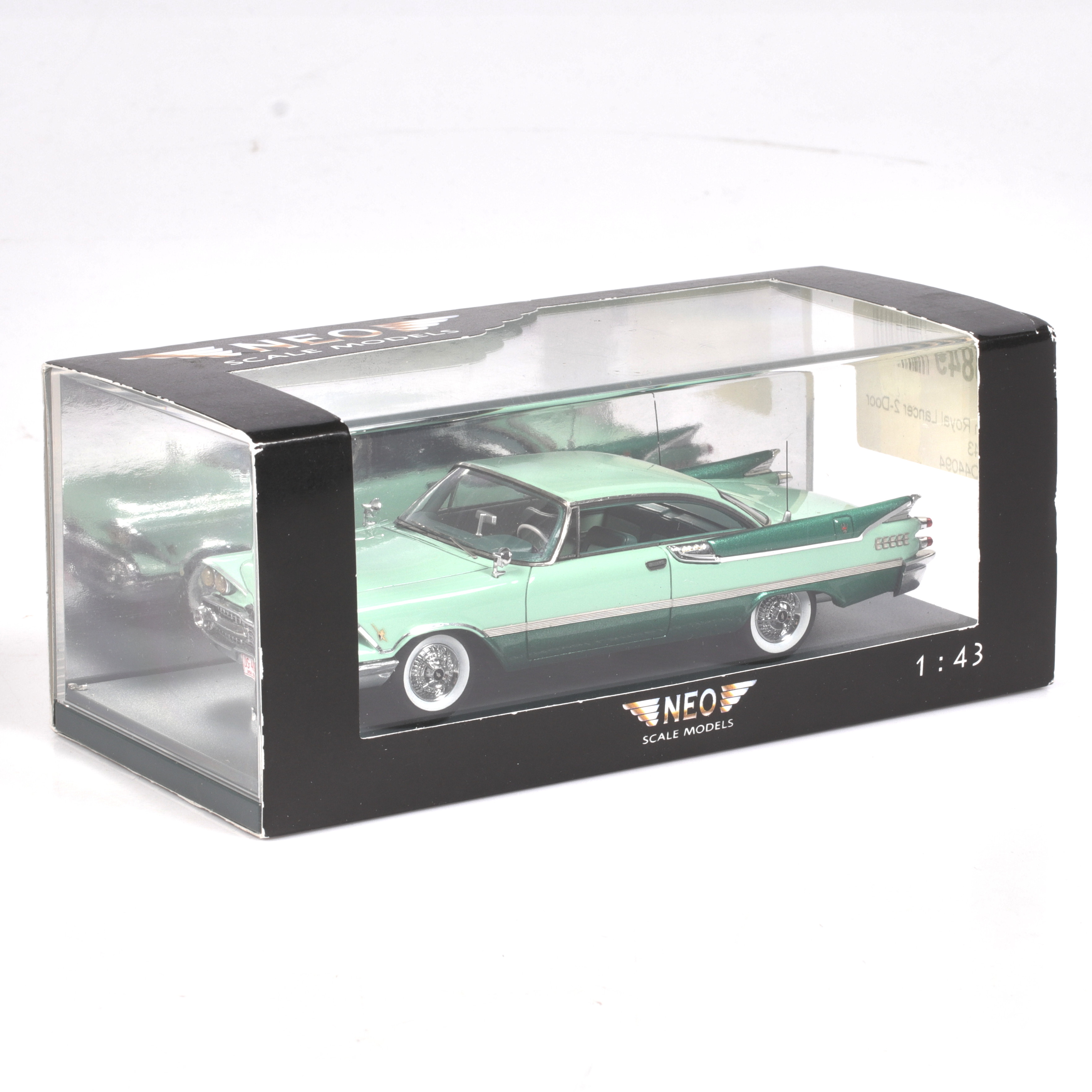 MODELLBIL, metall/resin, Dodge Custom Royal Lancer, 2 Door Hardtop, NEO Models, skala 1:43.