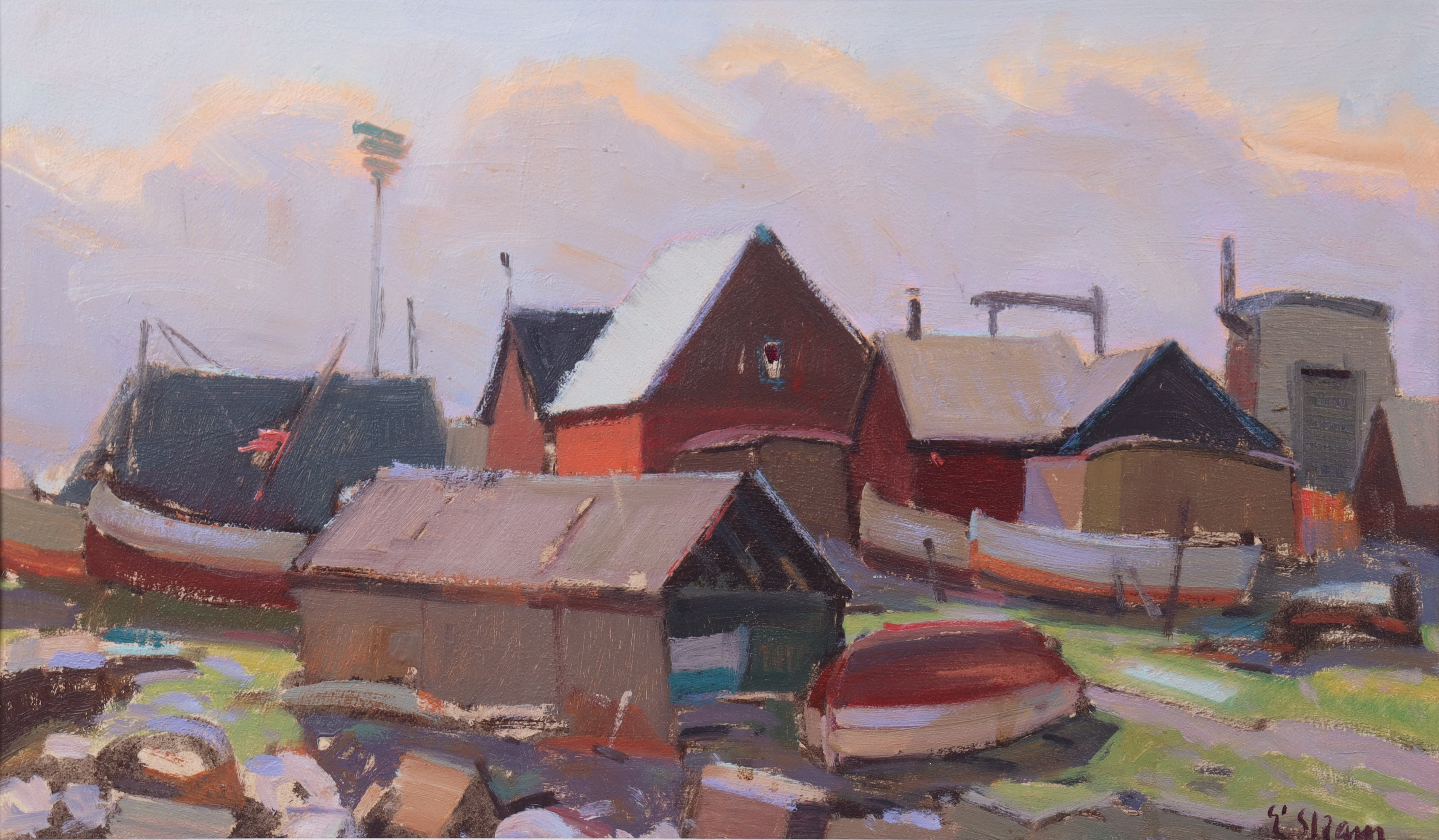 ESKIL SKANS. olja på pannå, fiskeläge.