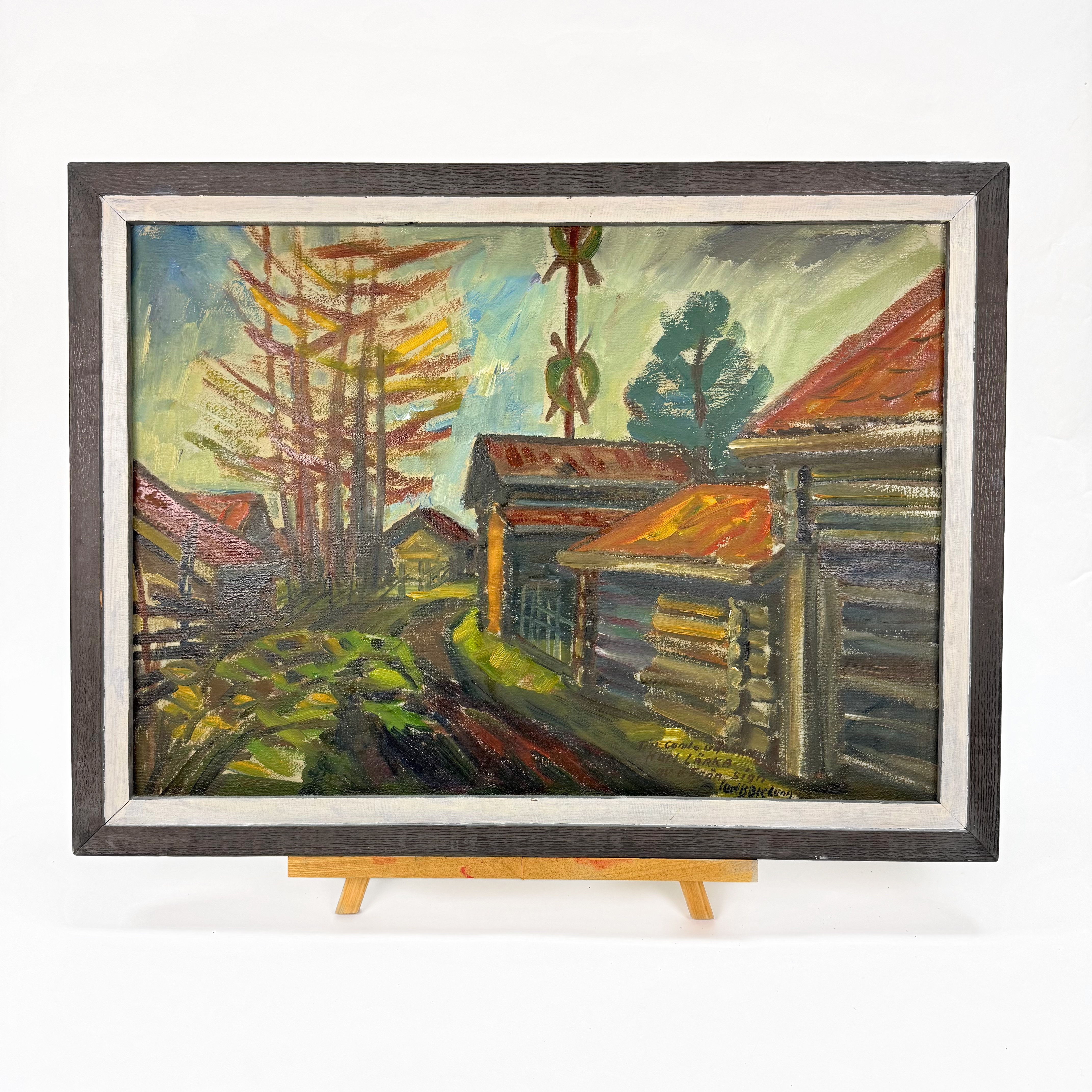 CARL B BERGLUND. Oljemålning - motiv från södra Bomansberg.