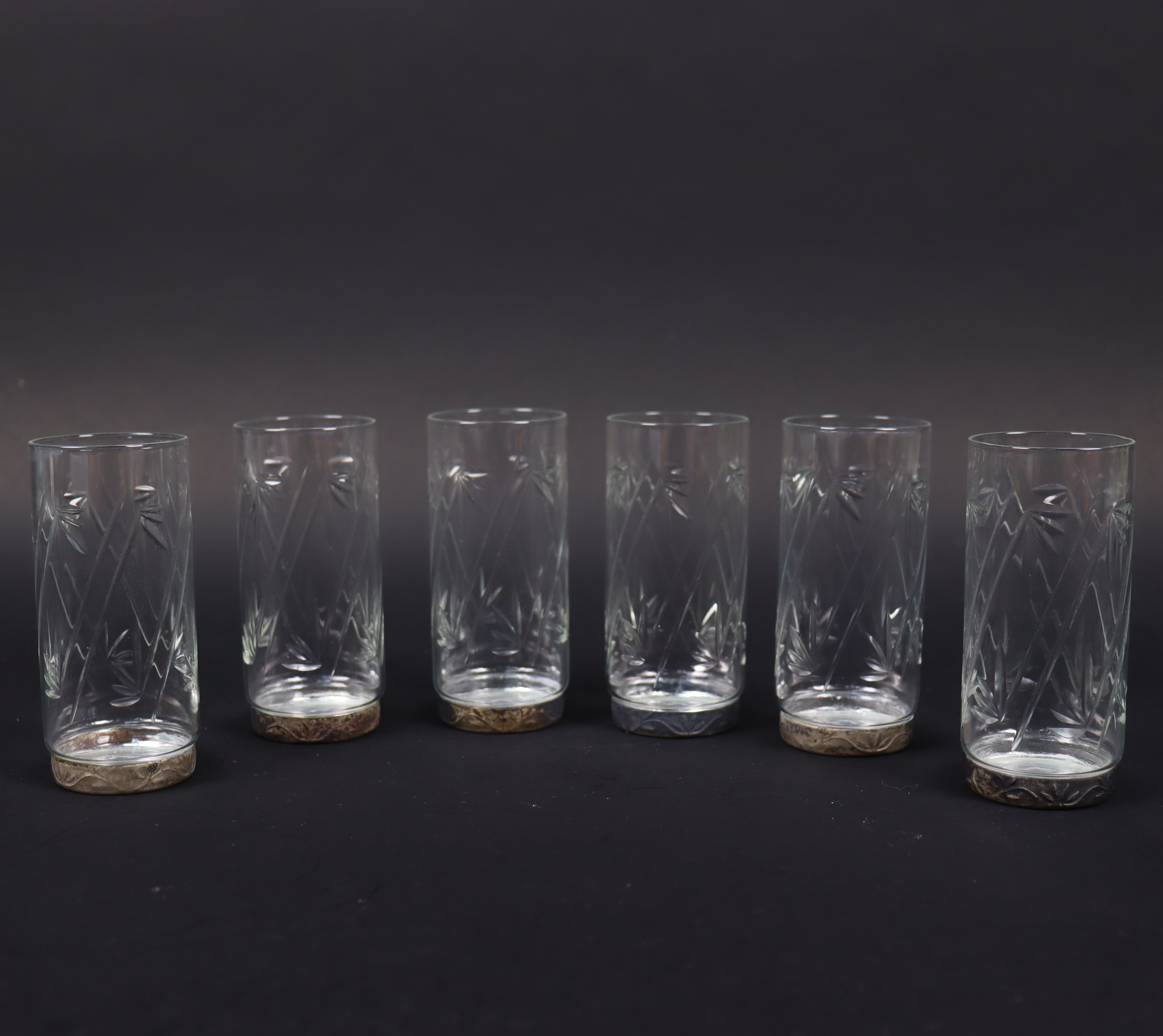 VODKAGLAS, Ryssland, metall och glas, 6 st.