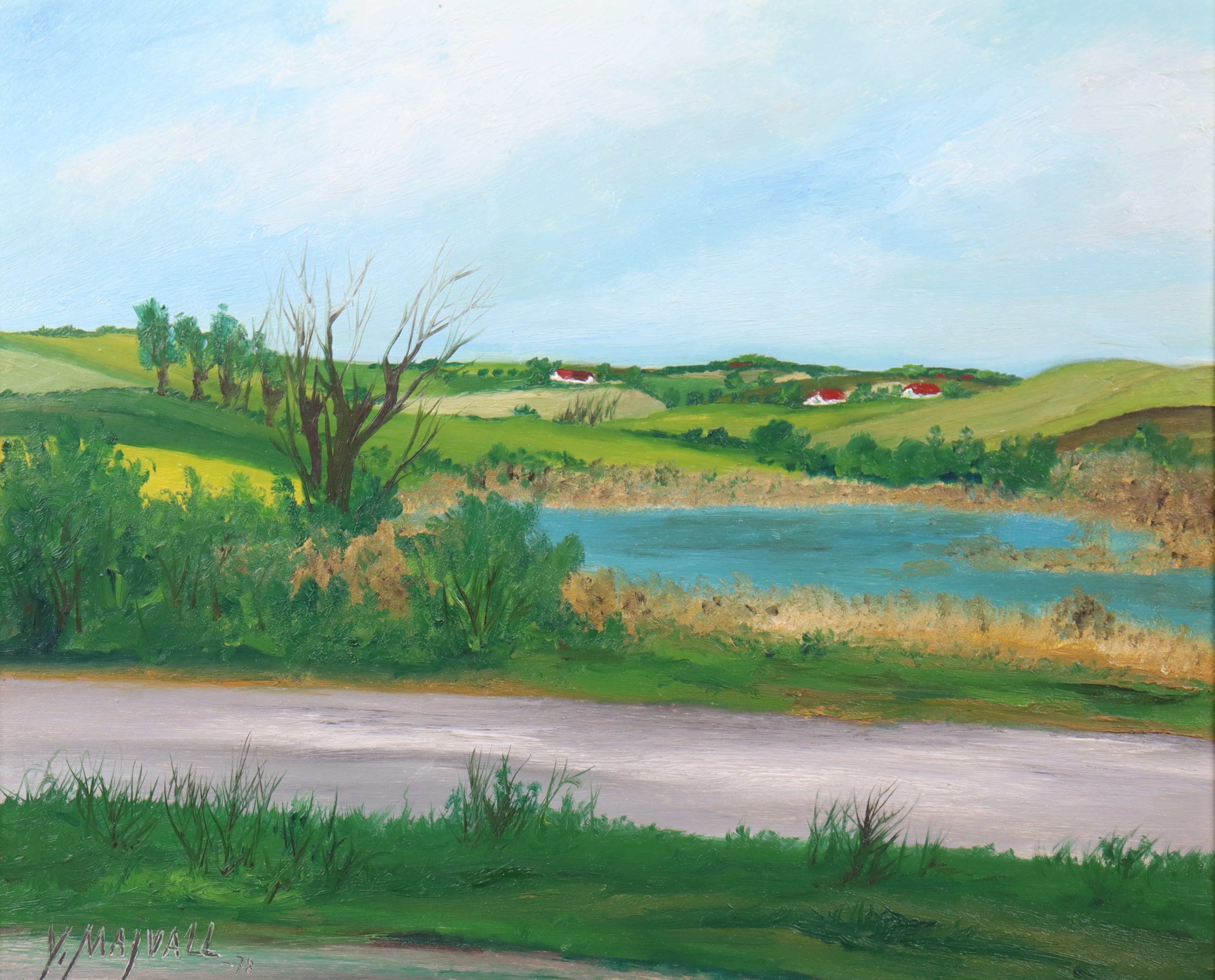 YNGVE MAJVALL. olja på pannå, "Vattenhål Ö. Grevie".