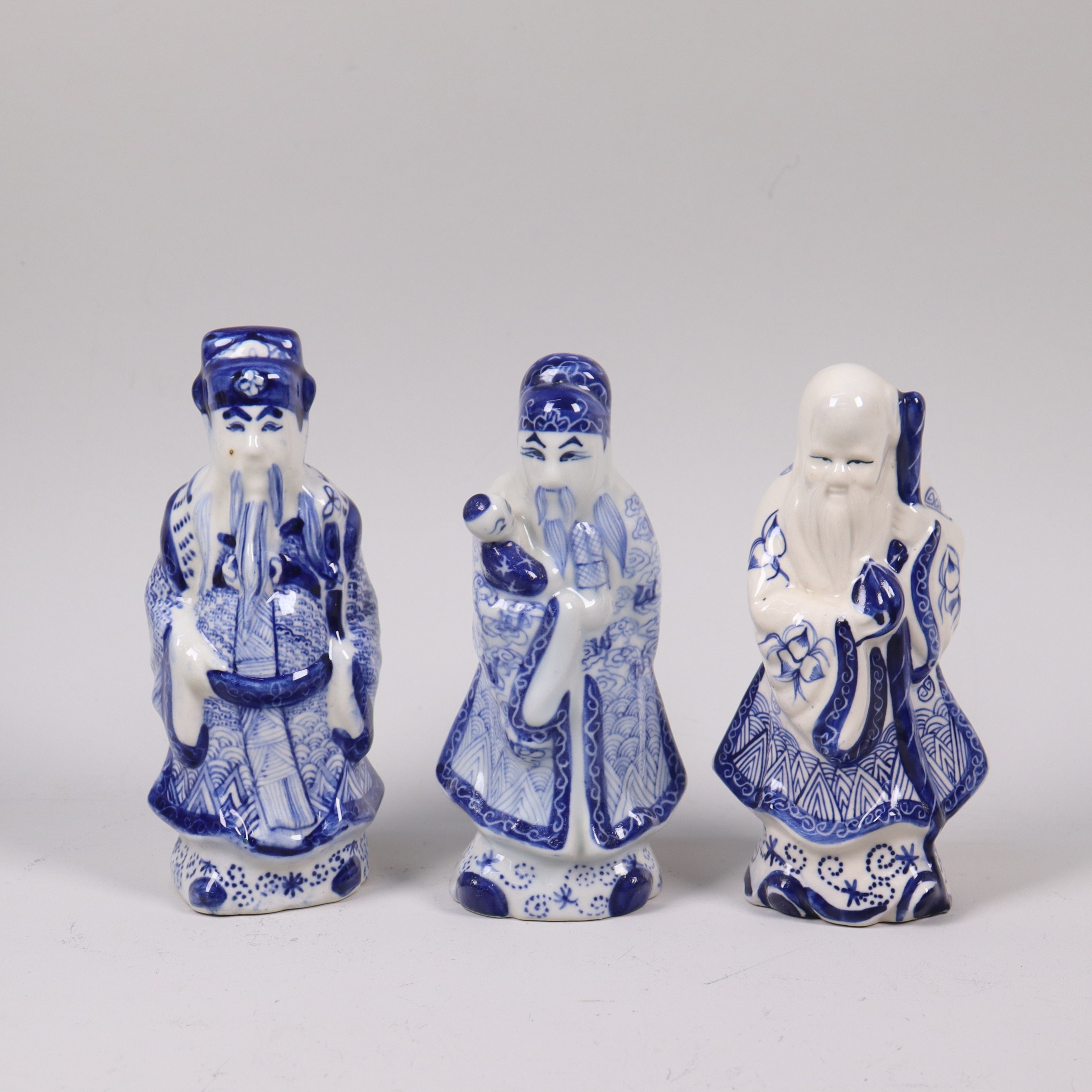 FIGURINER, Kina, ”Sanxing (Tre stjärnor)”, Fu, Lu, och Shou, 1900-tal, 3 st.