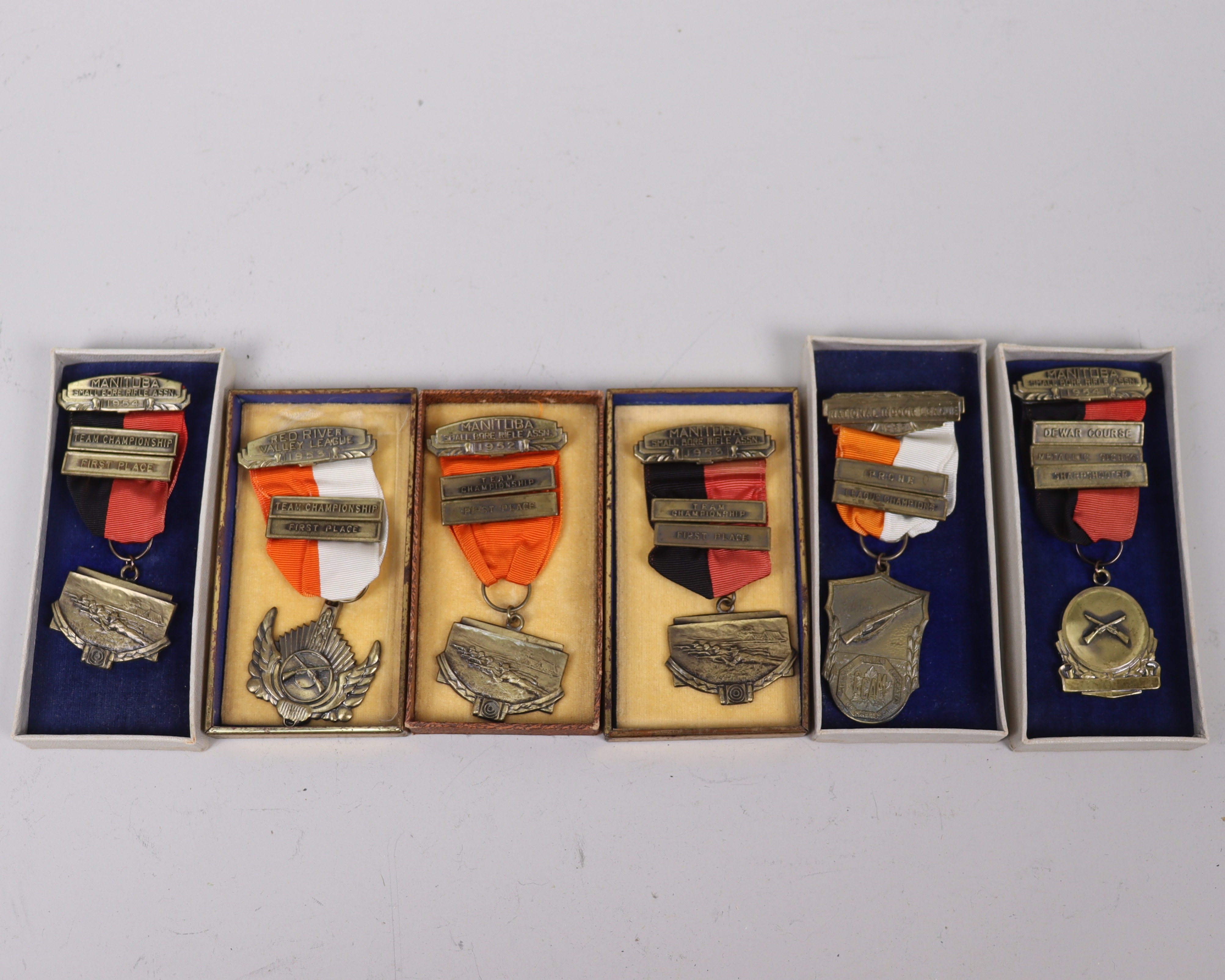 MEDALJER, skyttepriser, USA, Manitoba Small Bore Riffle Association och Red River Valley League, 6 st.